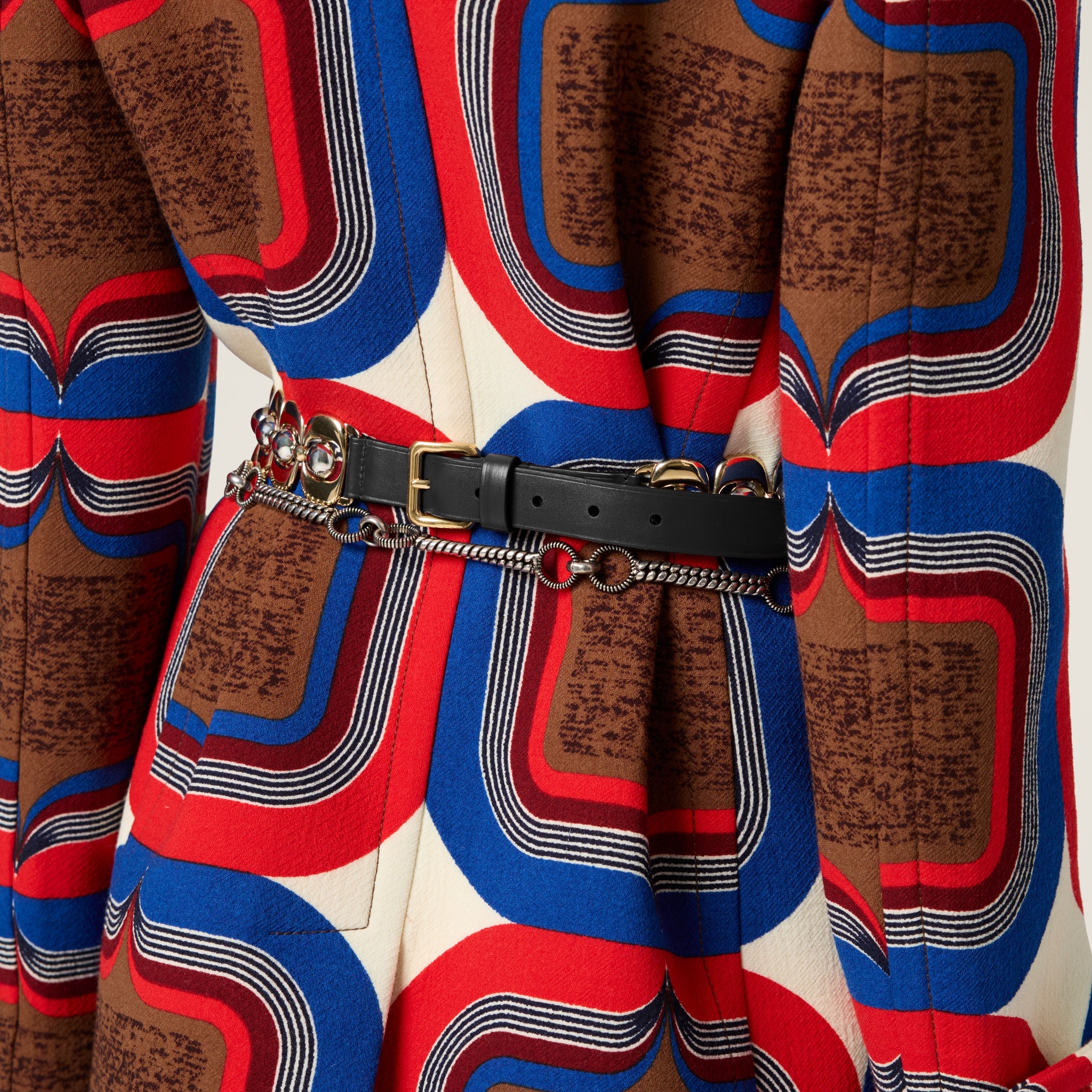 Double-breasted printed natté coat - 5
