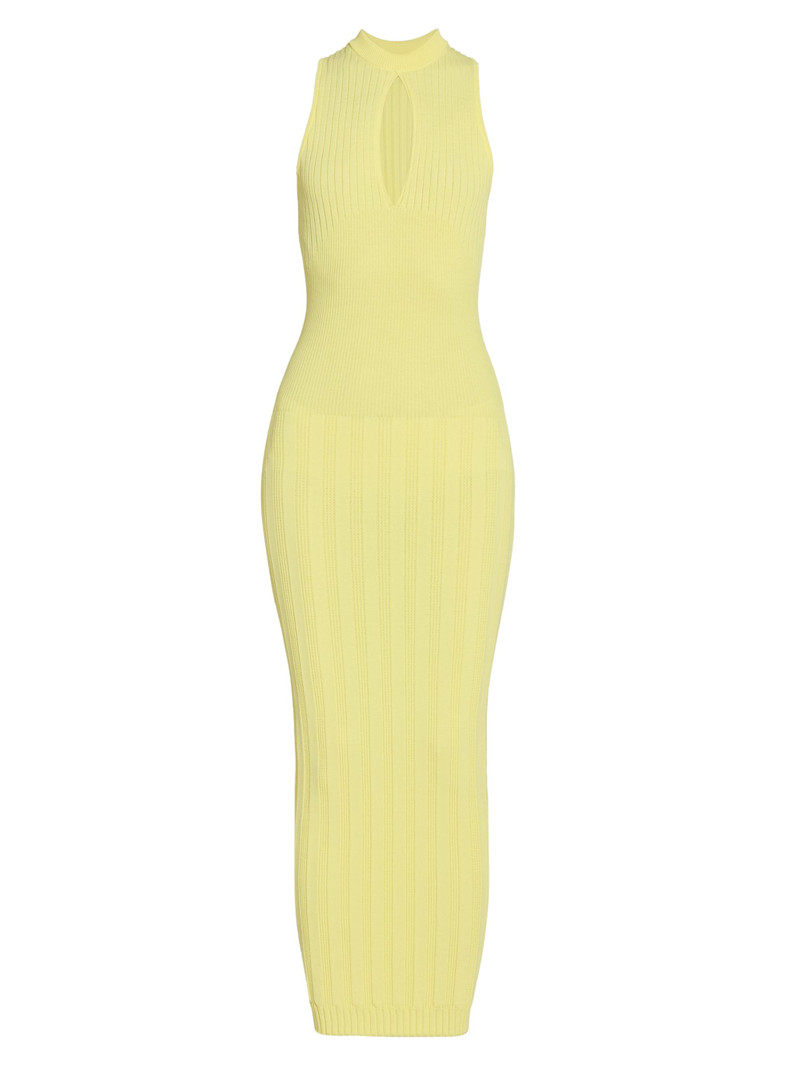 Women's Keyhole Rib-Knit Maxi Dress - Jaune 1