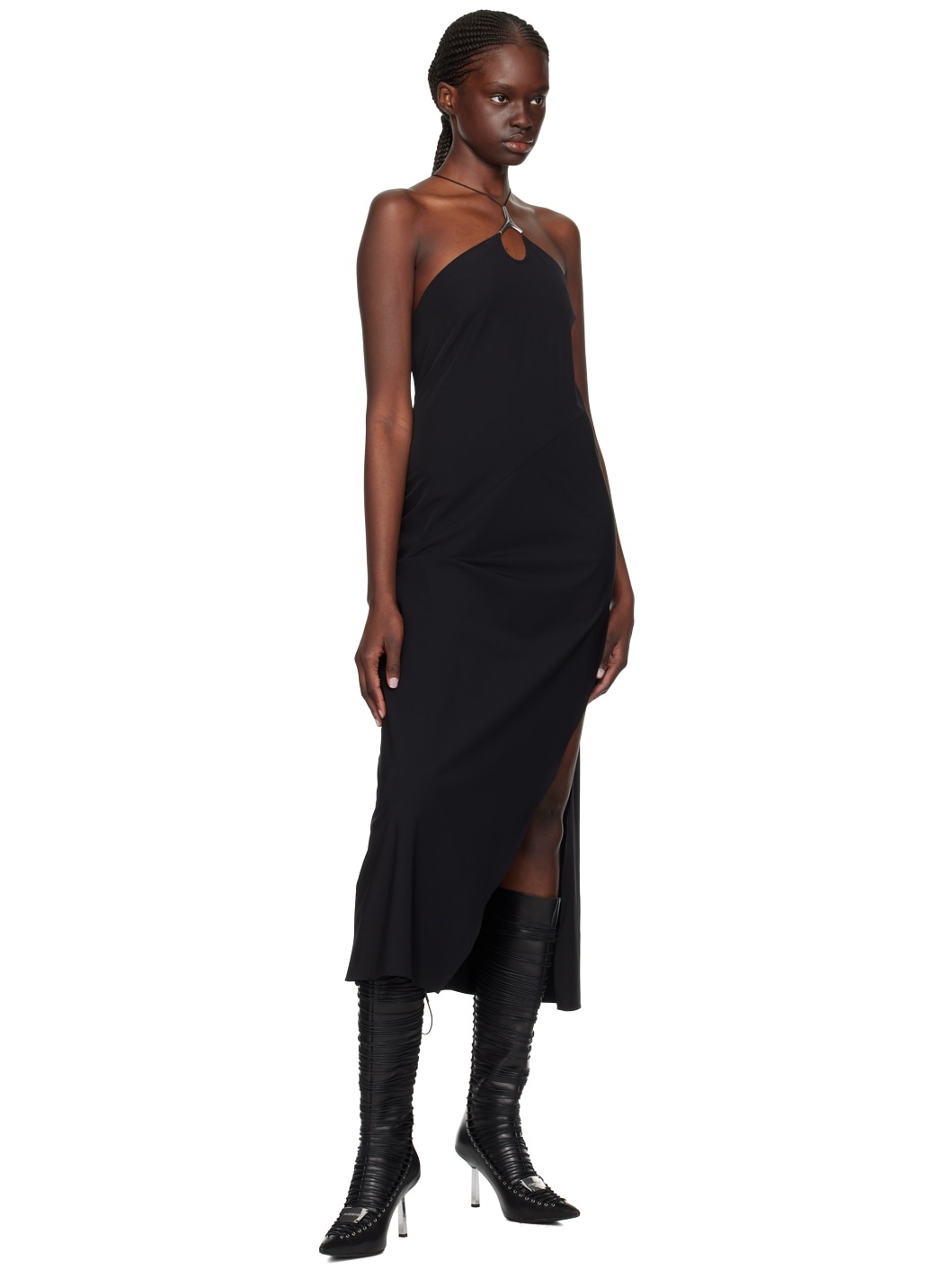 Black Dicot Midi Dress - 4