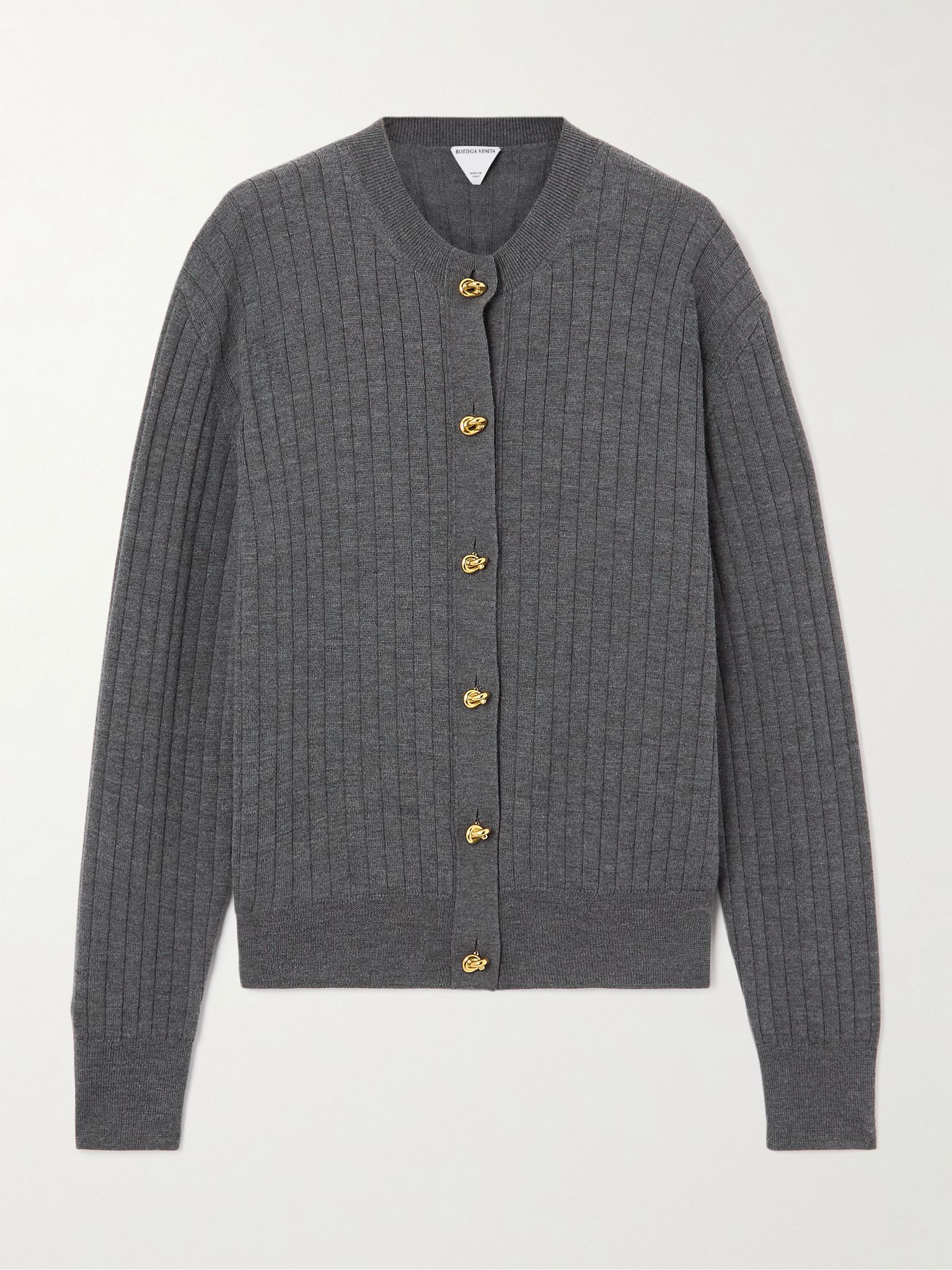 Ribbed wool cardigan Gray - 1