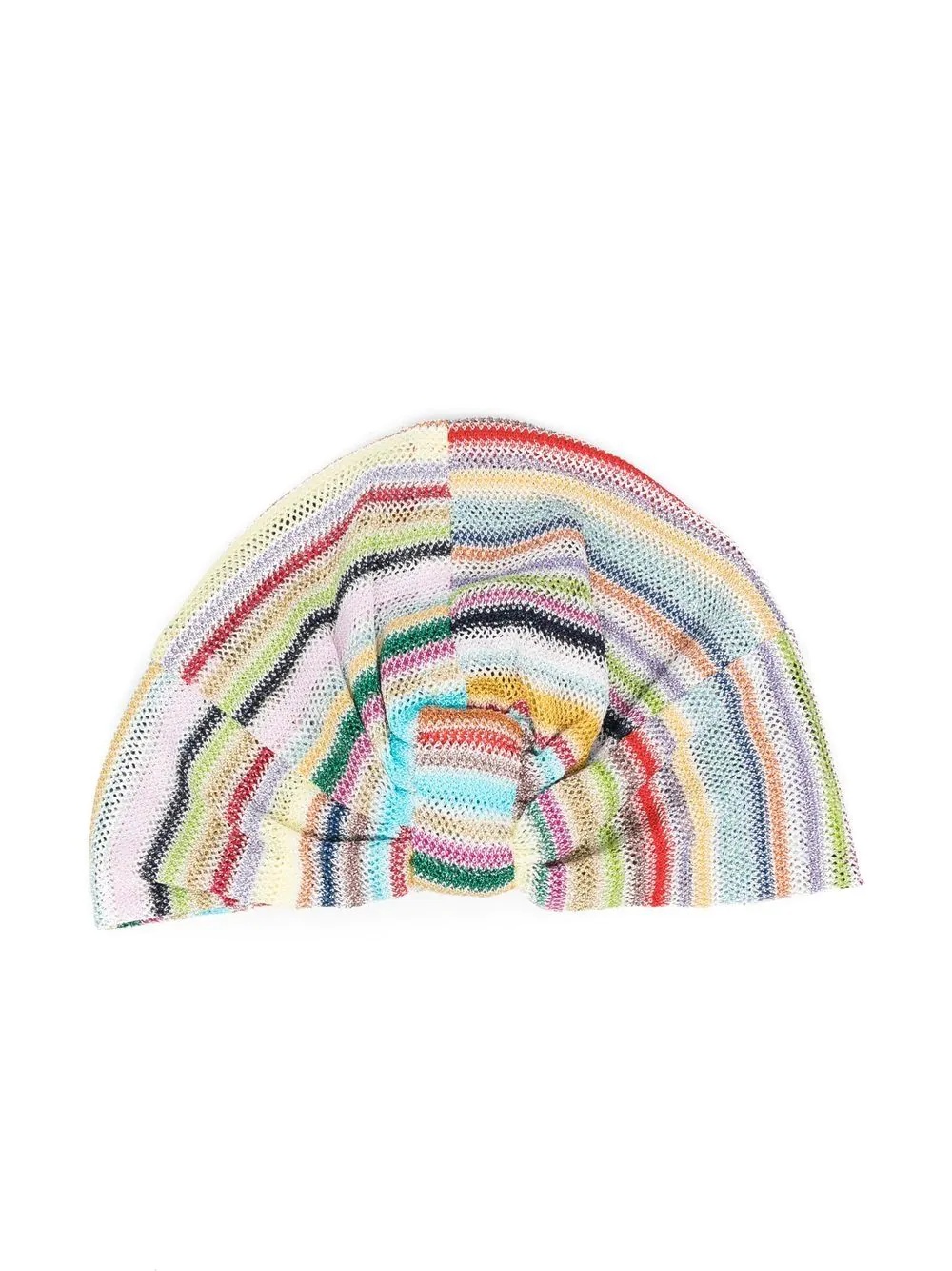 striped fine-knit head-wrap cap - 2