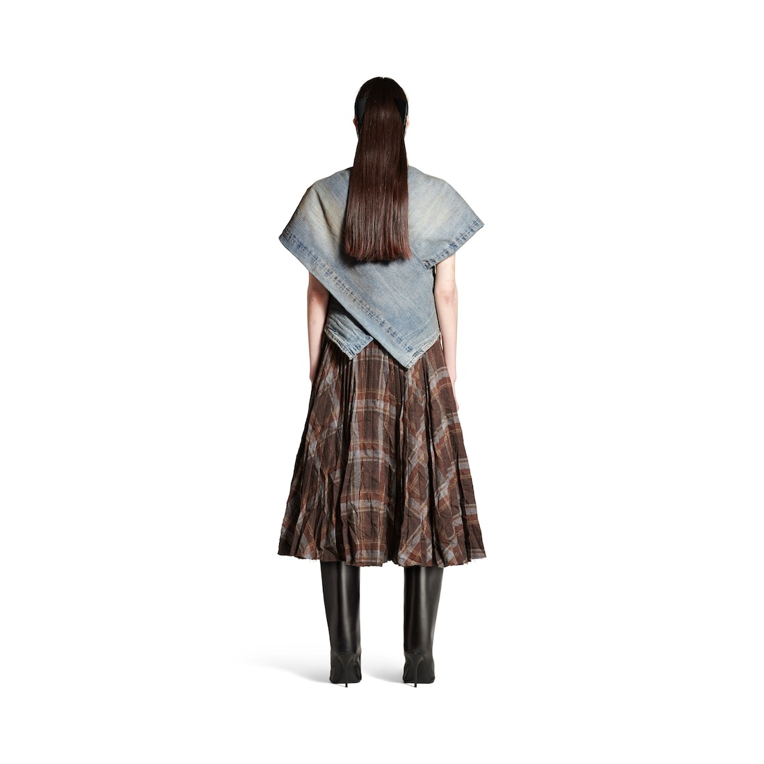 Women's Creased Pleated Skirt in Brown - 4