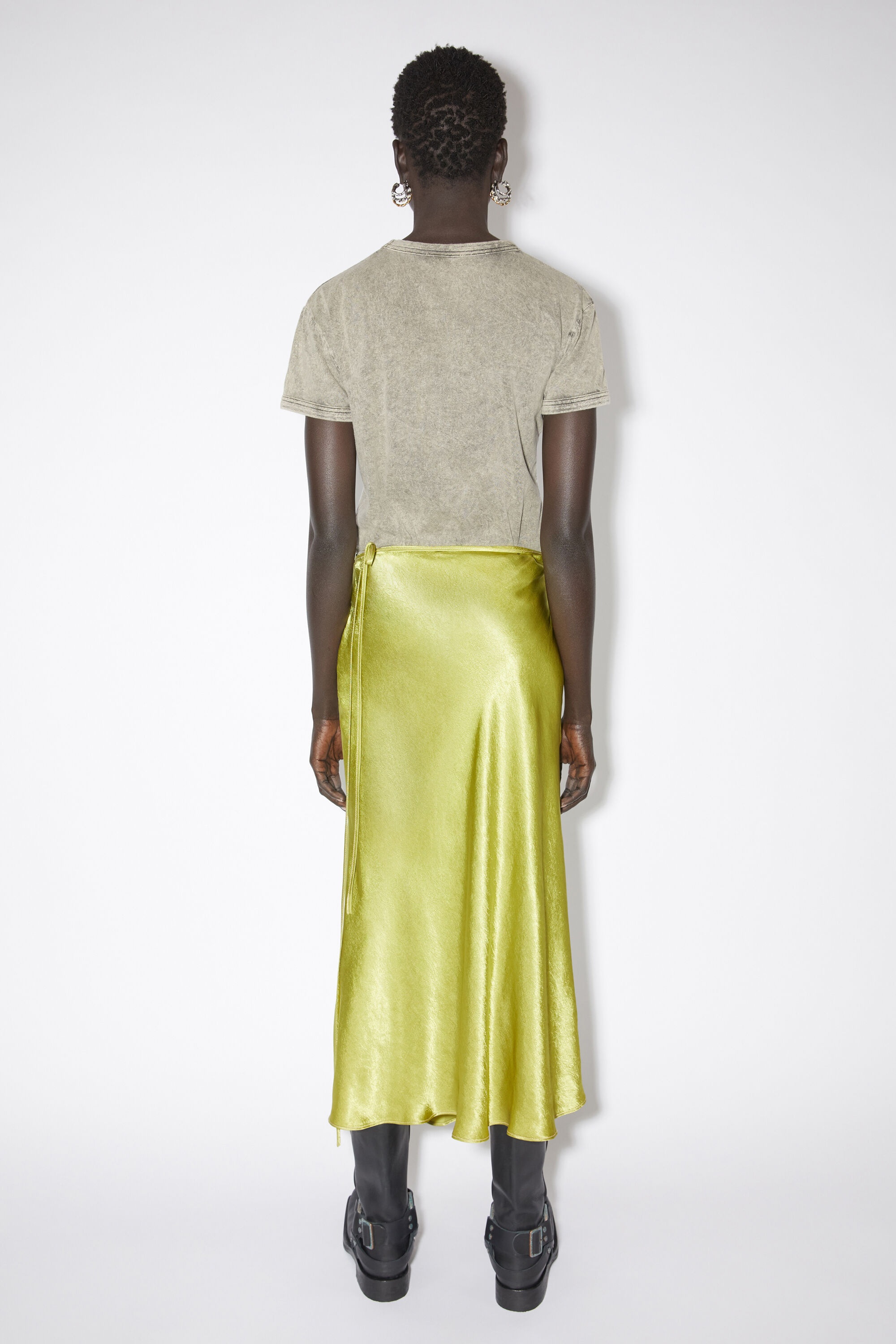 Satin wrap skirt - Light olive - 3