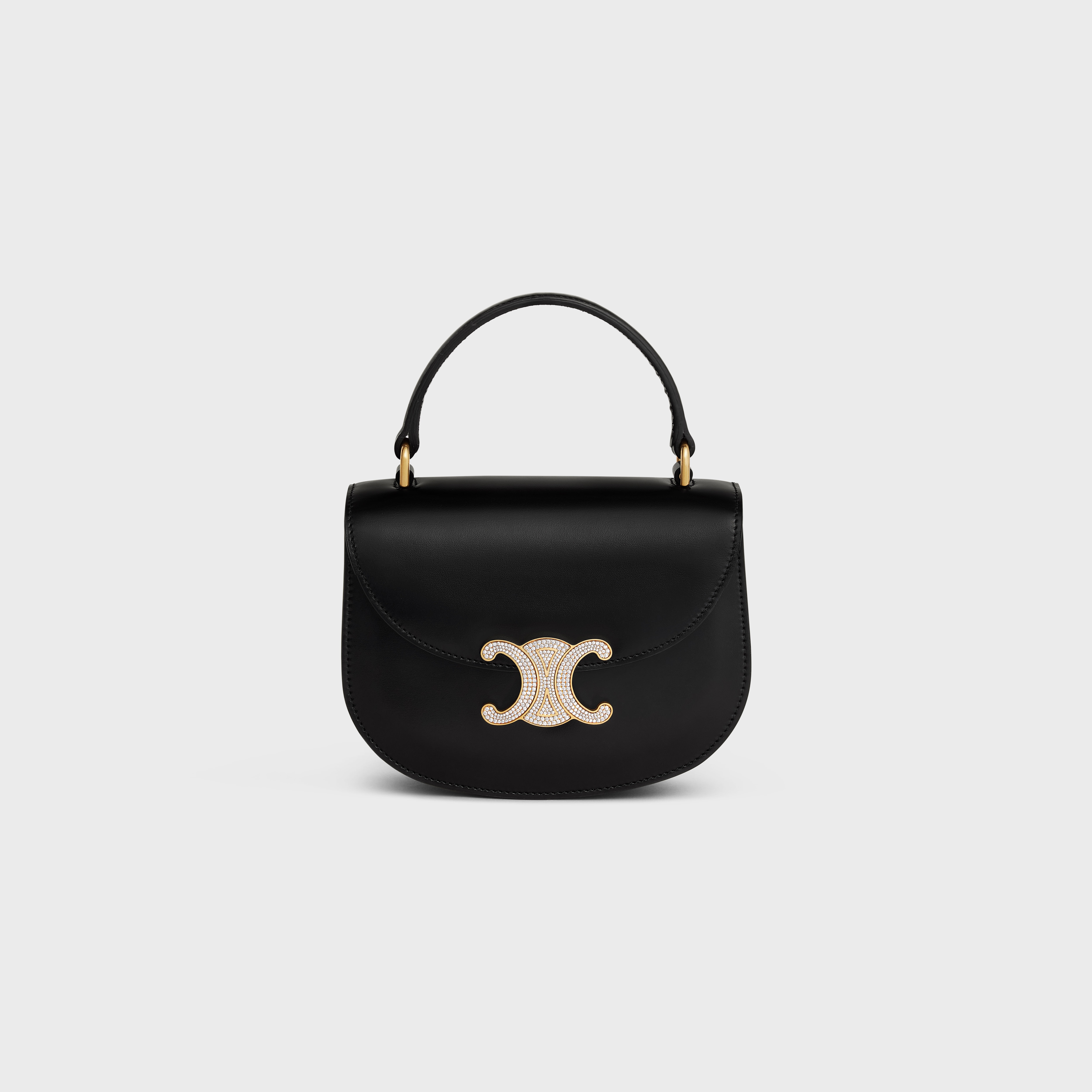 Mini Besace Triomphe on Chain with strass closure in SHINY CALFSKIN - 1