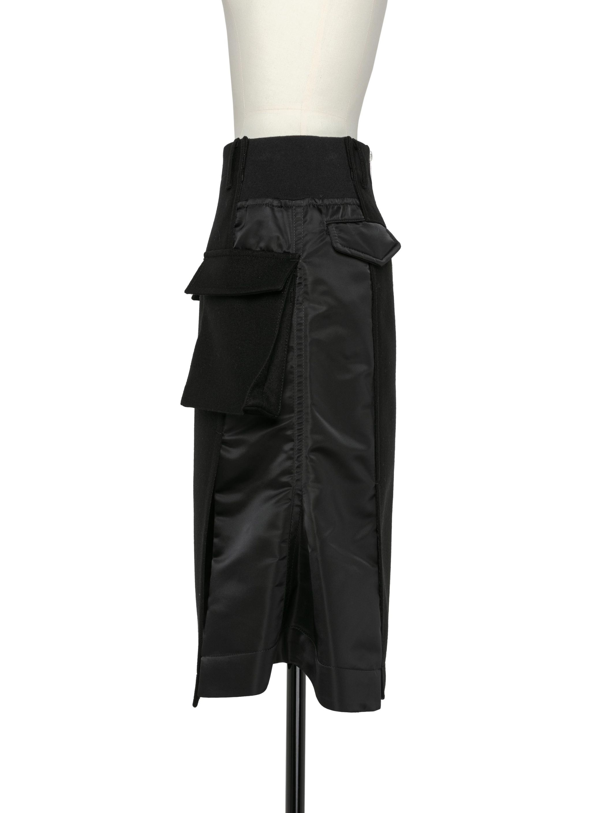 Wool Melton x Nylon Twill Skirt - 2