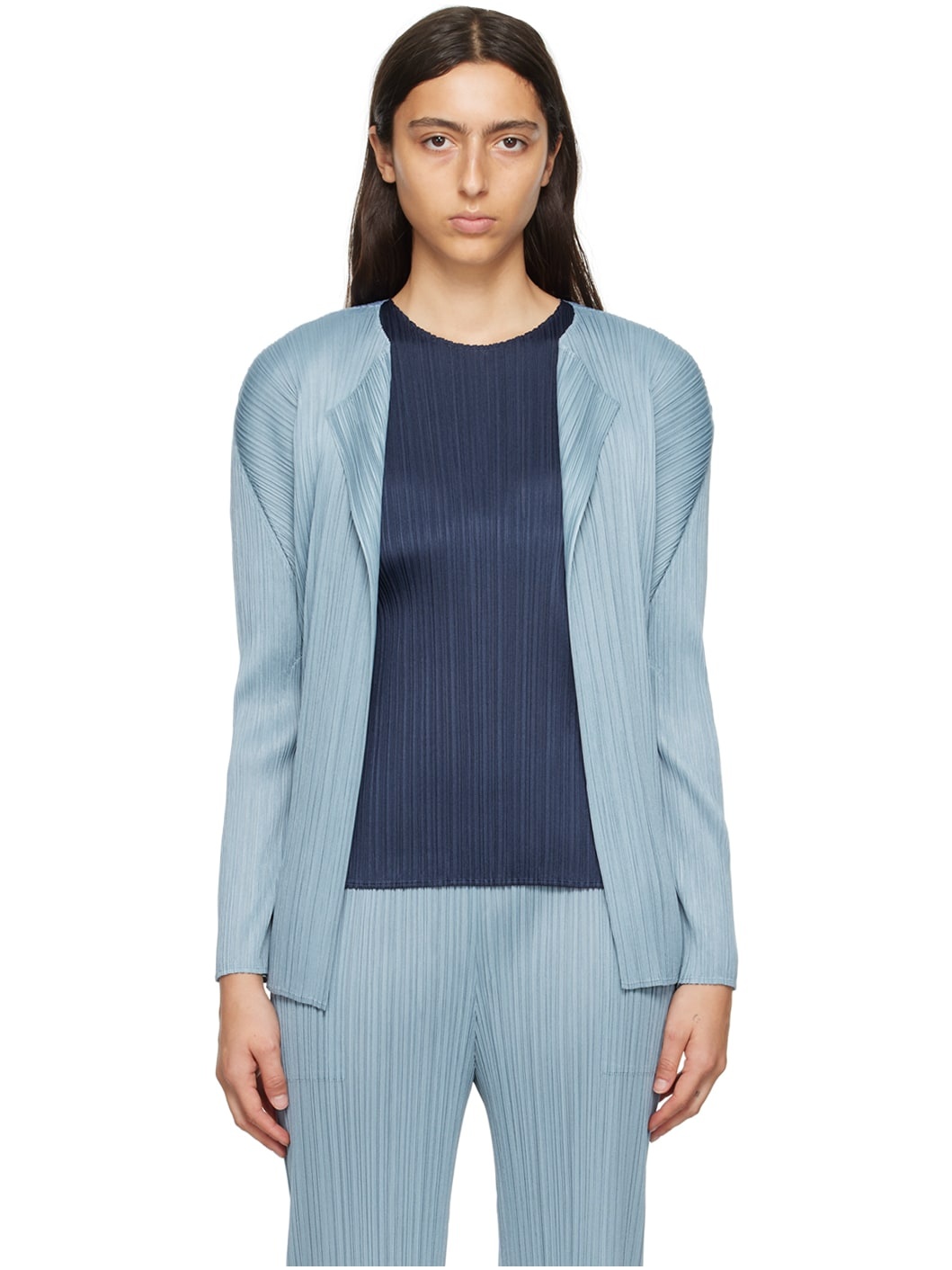 Pleats Please Issey Miyake Gray Monthly Colors August Cardigan