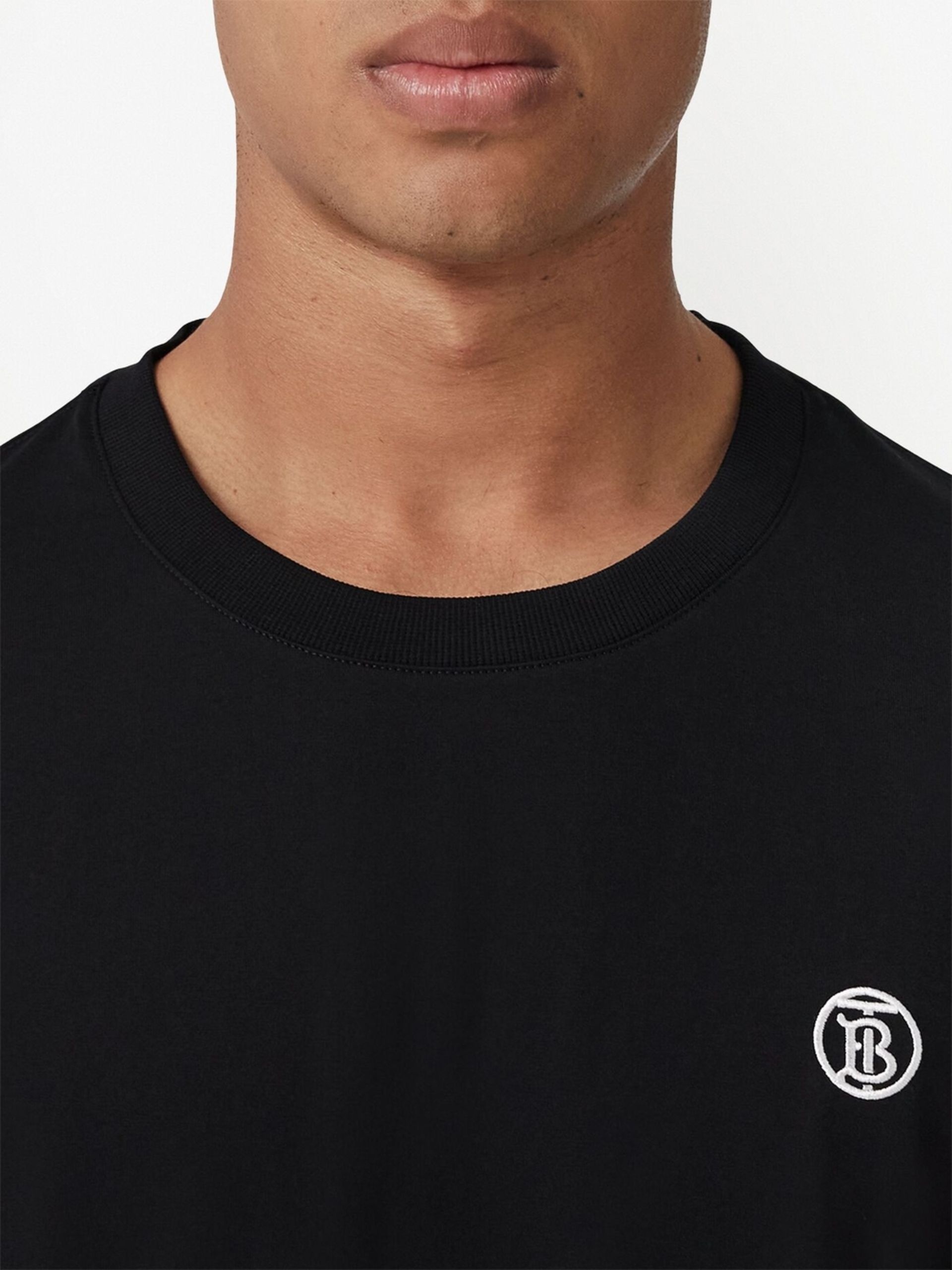 Black embroidered logo cotton T-shirt - 5