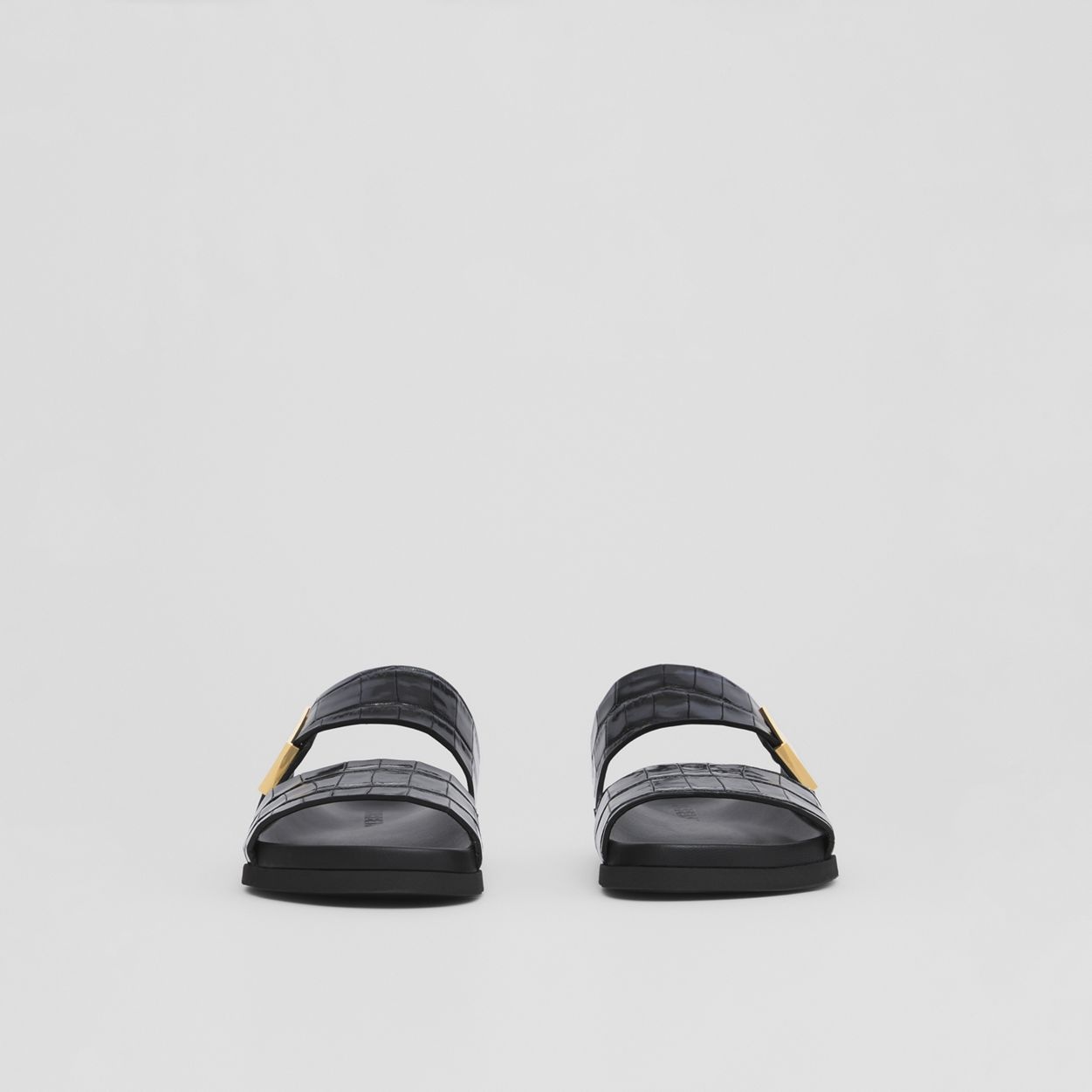 Logo Detail Embossed Leather Sandals - 4