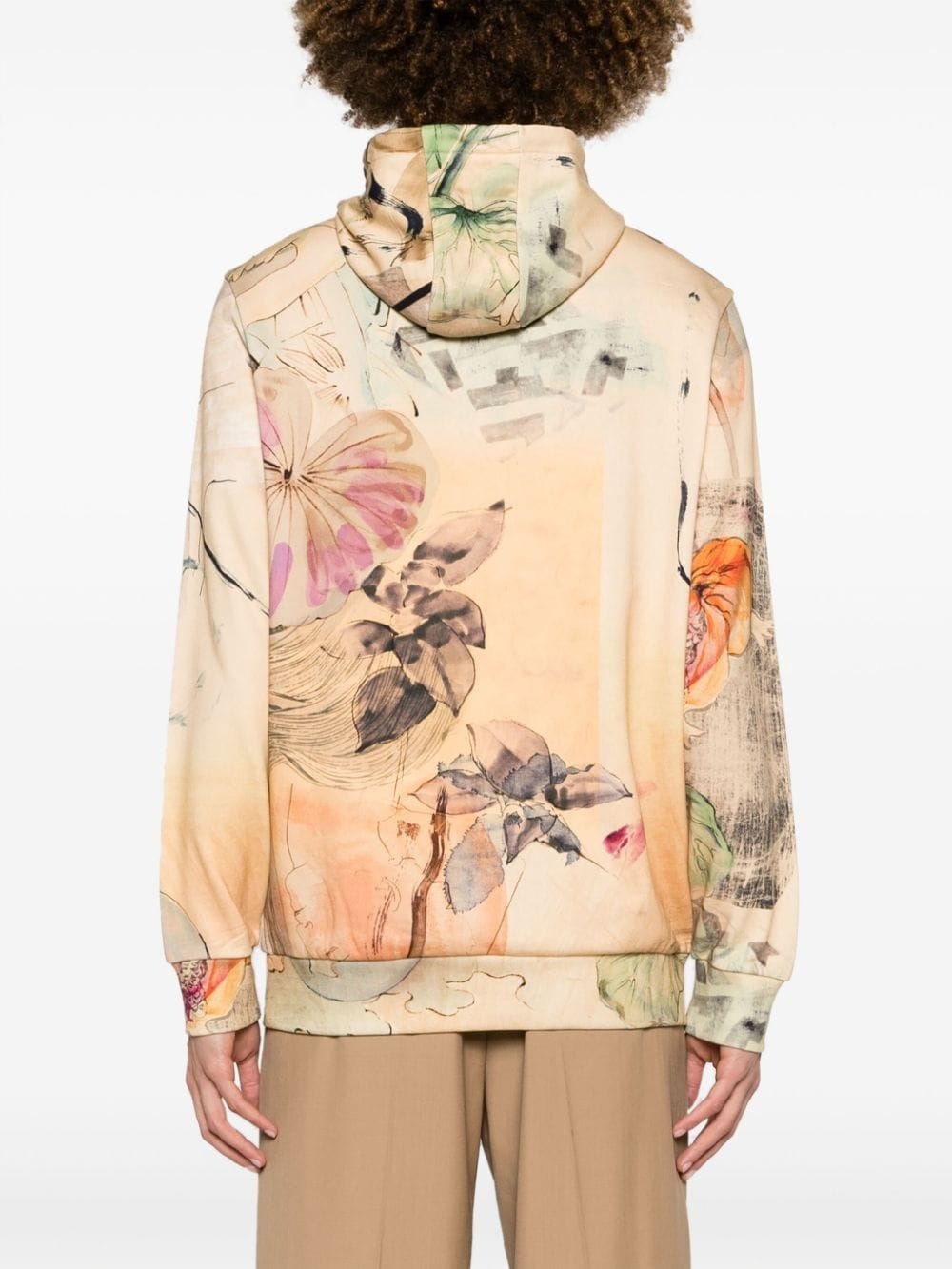 Narcissus-print cotton hoodie - 4