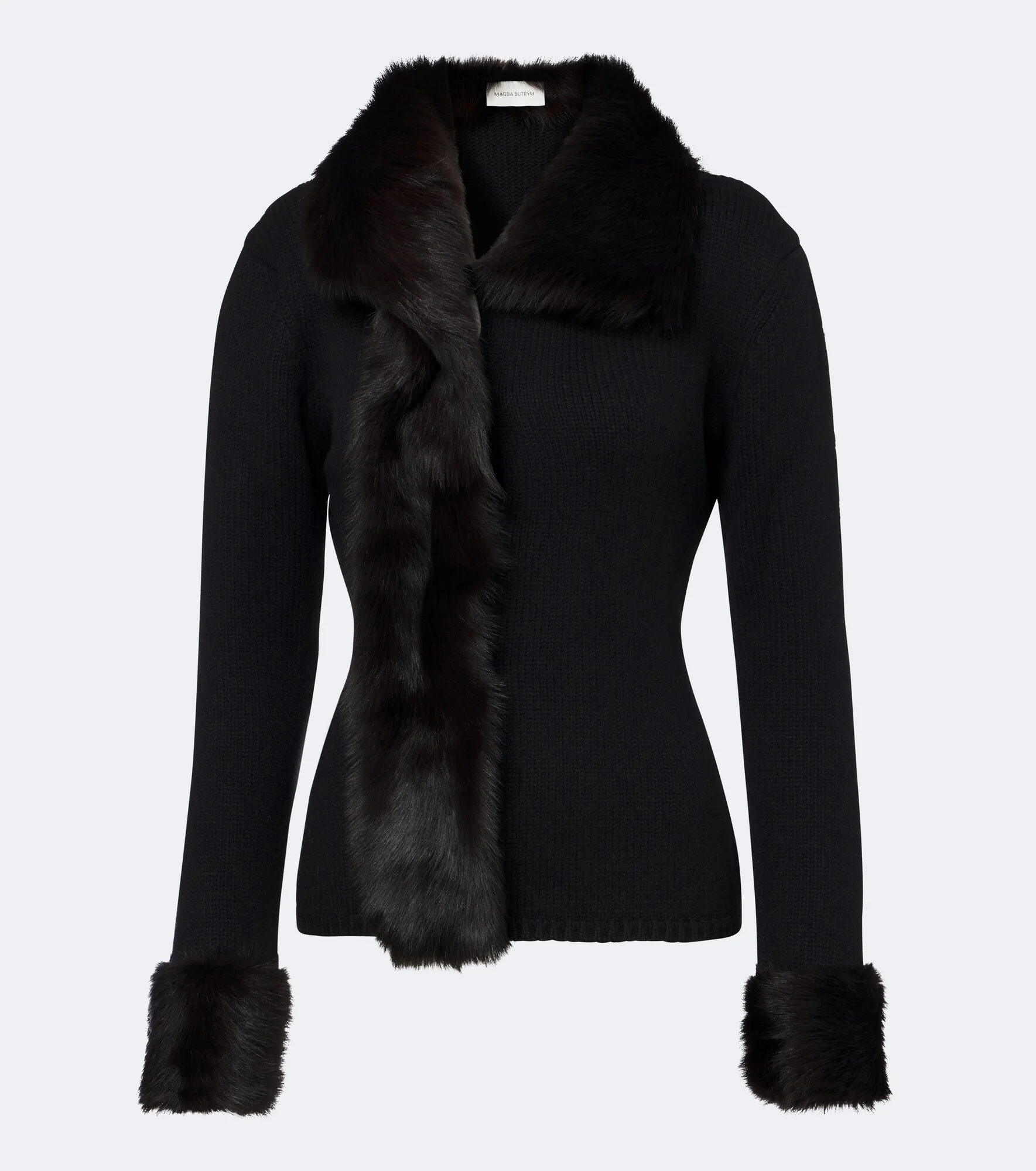 Shearling-trimmed wool and cashmere cardigan - 1
