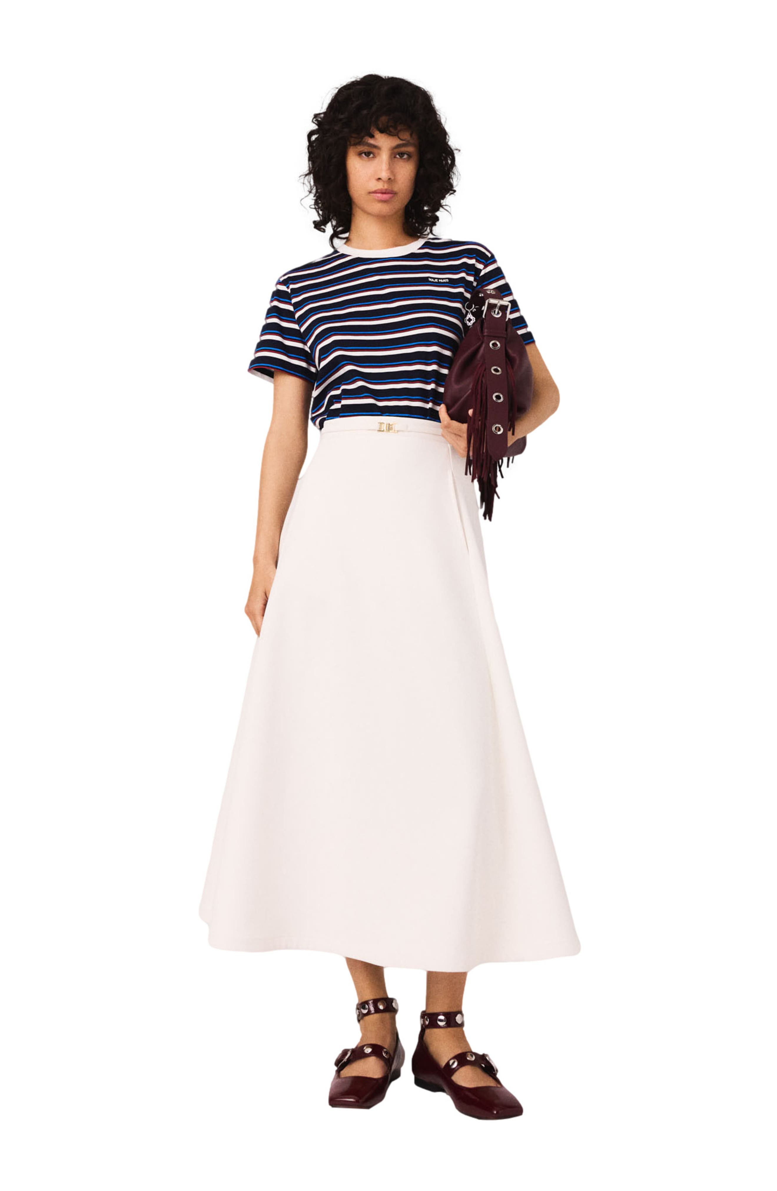maje Heavy crepe skirt in White at Nordstrom - 6