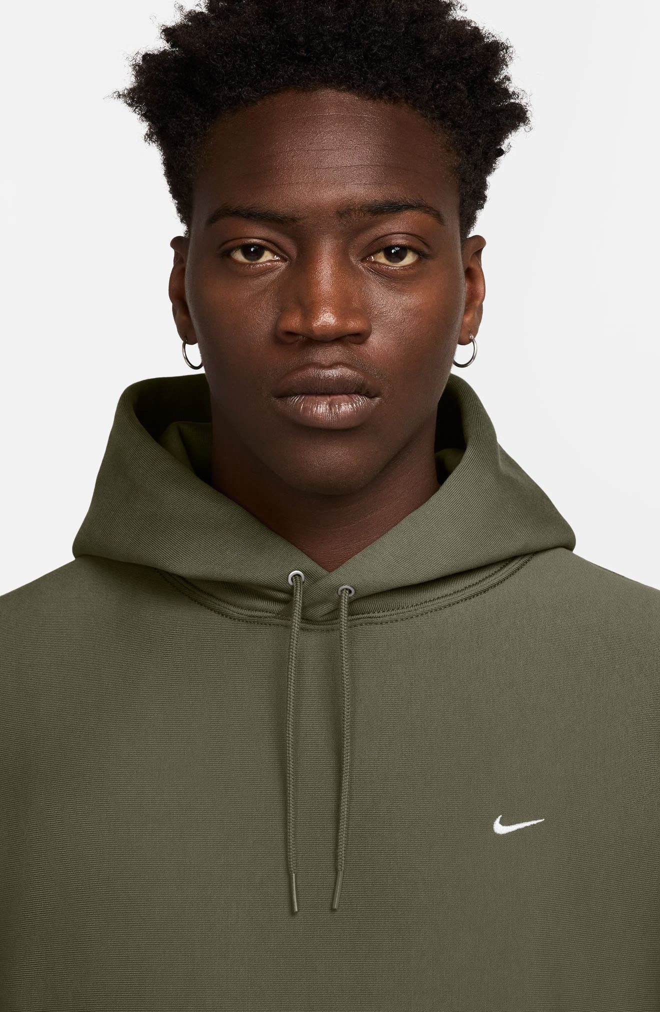 Nike Fleece Hoodie in Medium Olive/White at Nordstrom - 3