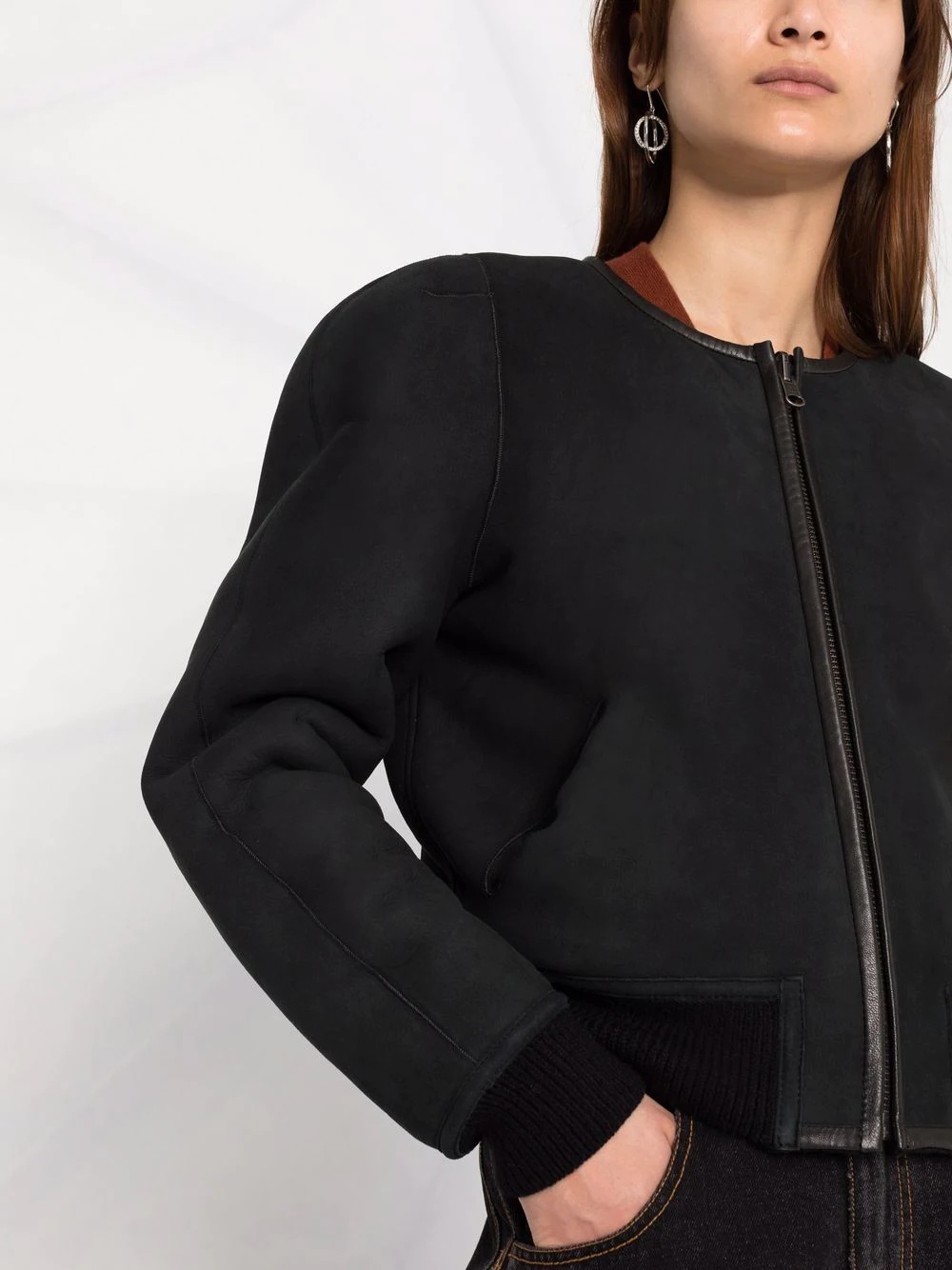 collarless wool bomber jacket - 5
