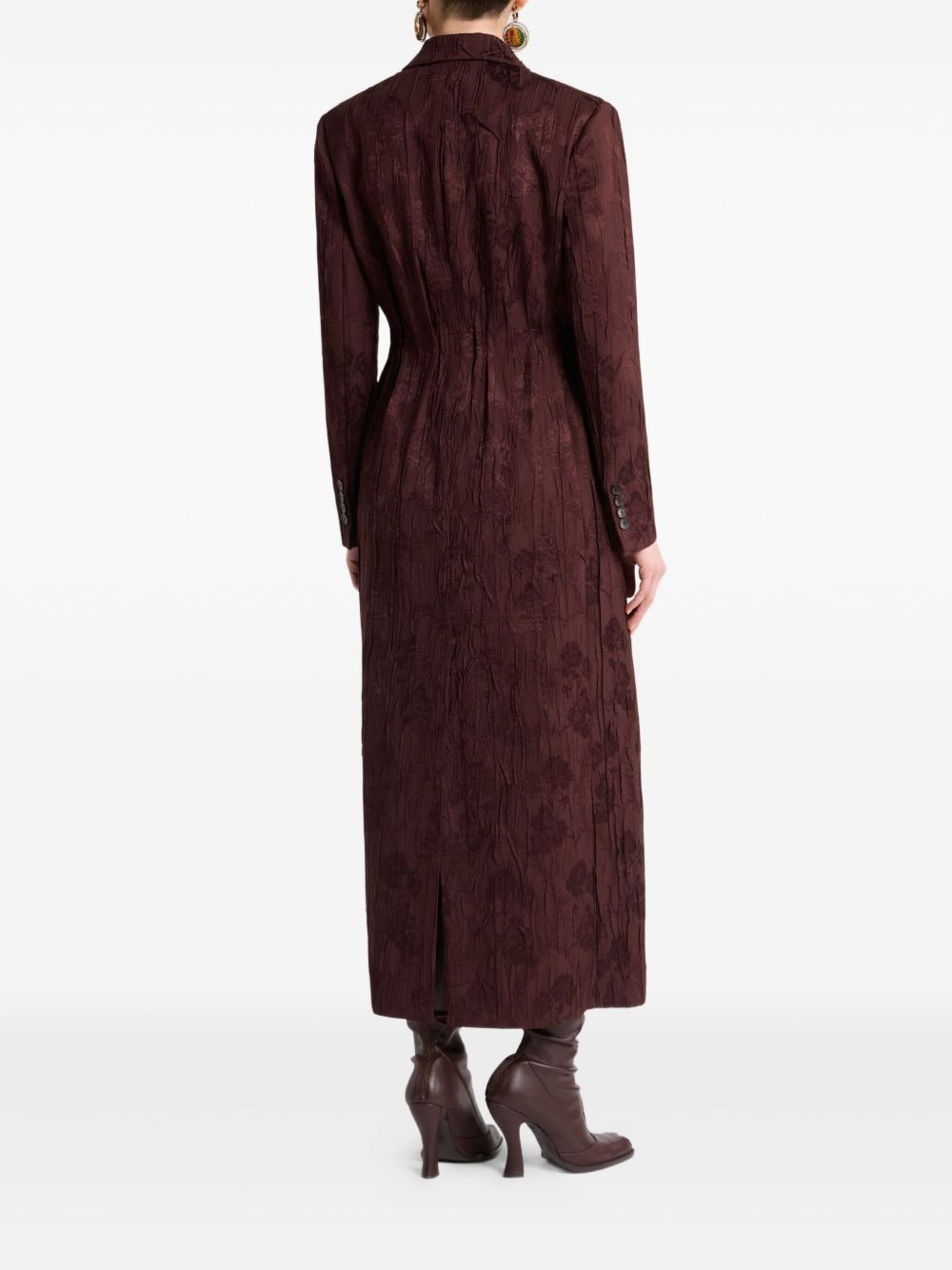 floral-embroidered double-breasted coat - 3