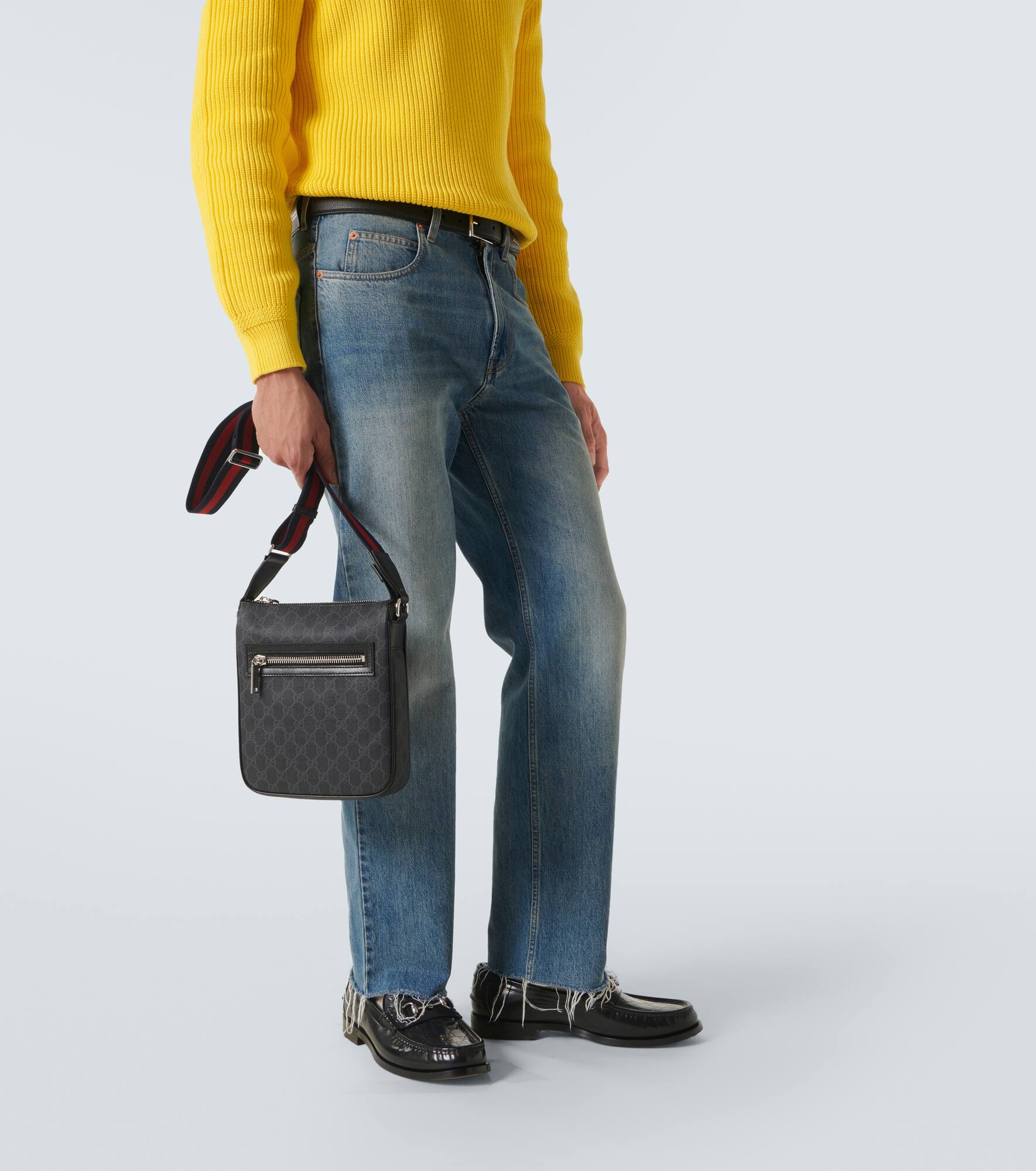 GG canvas leather-trimmed crossbody bag - 2
