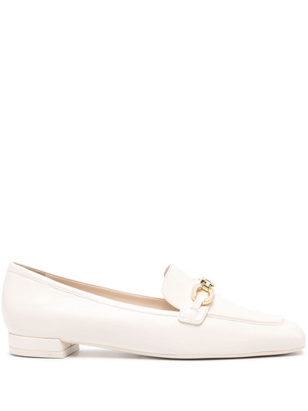 logo-plaque leather loafers - 1
