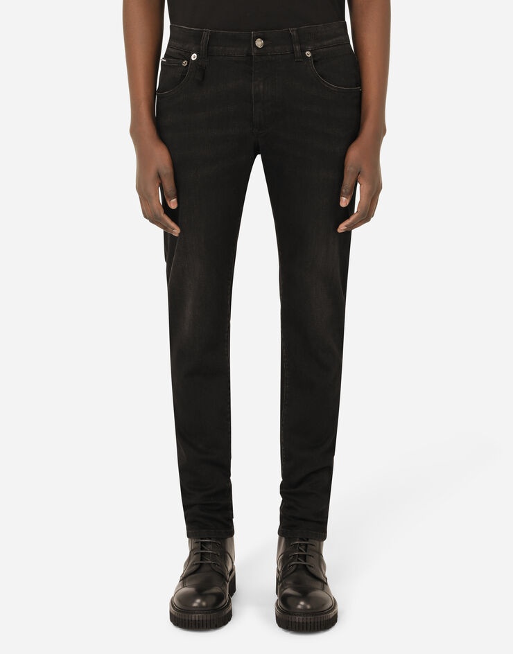 Dark gray wash slim-fit stretch jeans - 2
