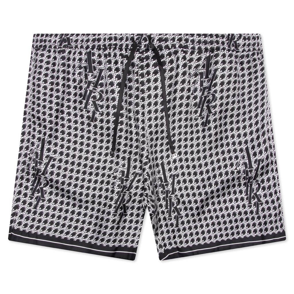 HOUNDSTOOTH SILK SHORT - BLACK - 1