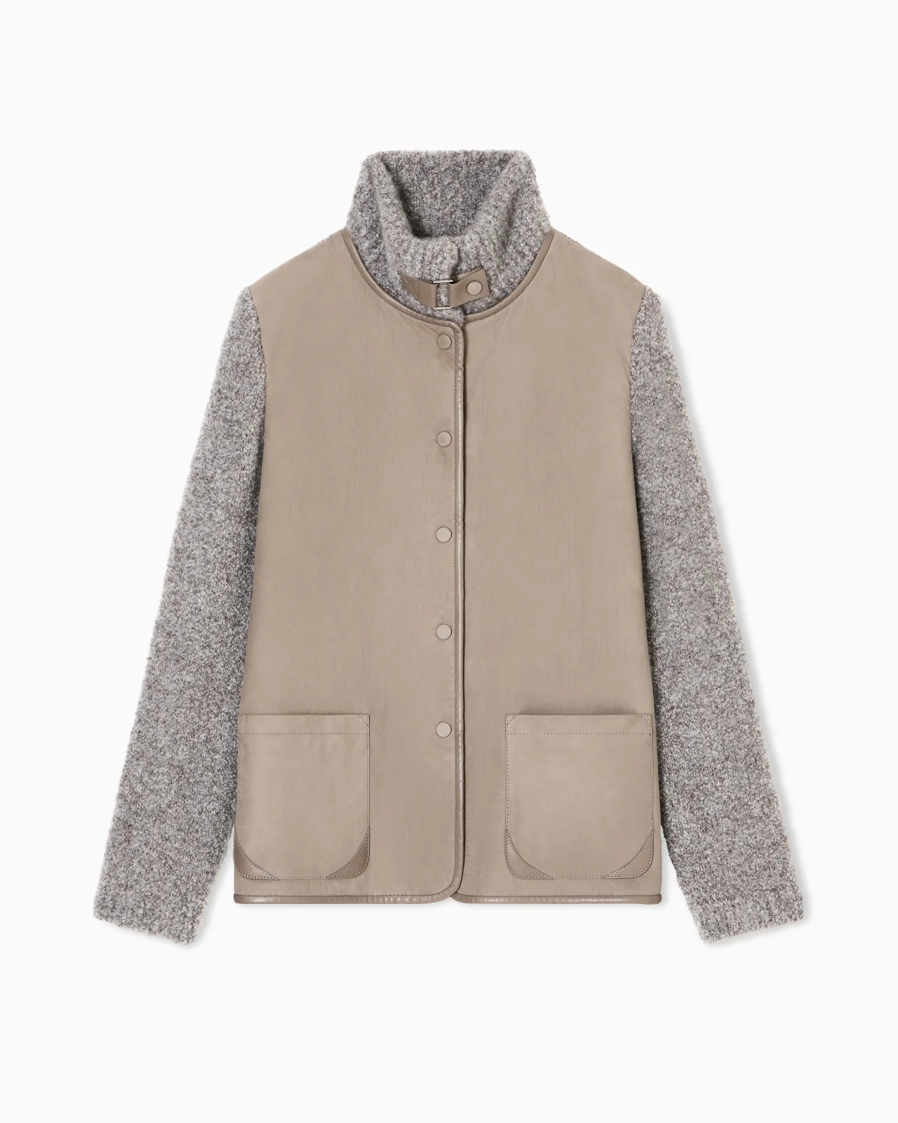 JACKET IN CALFSKIN AND CASHMERE AND SILK BOUCLÉ - 1
