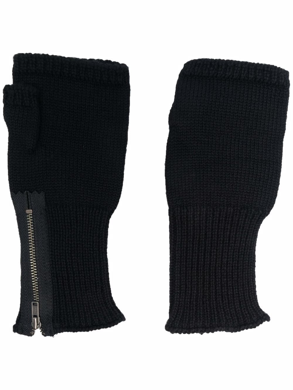 zipped fingerless gloves - 1