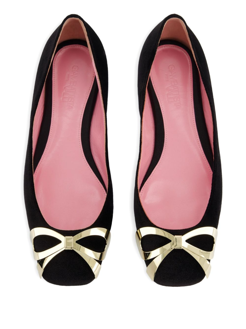 velvet bow-detail ballet flats - 3
