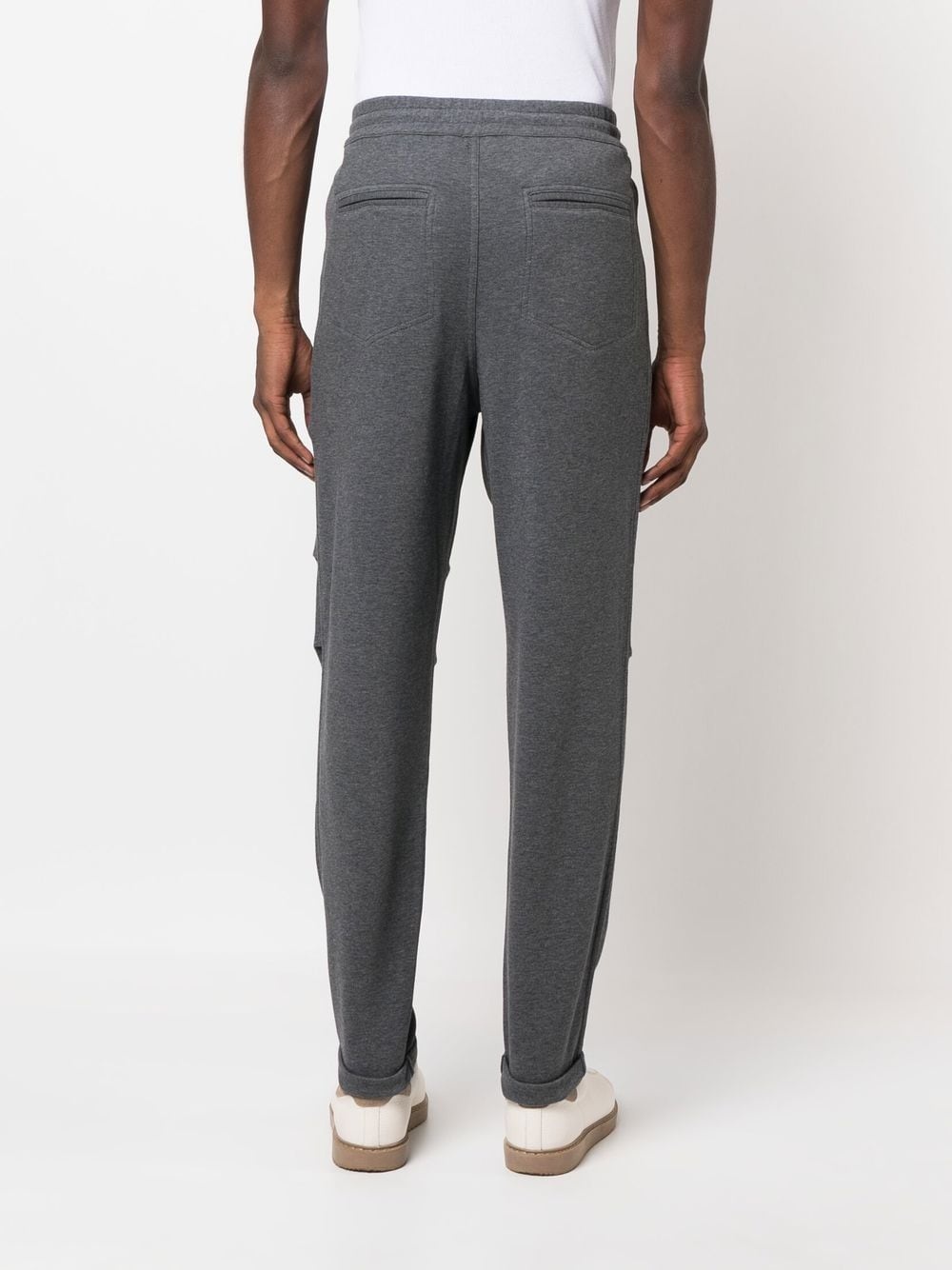 button-fastening cotton track pants - 4