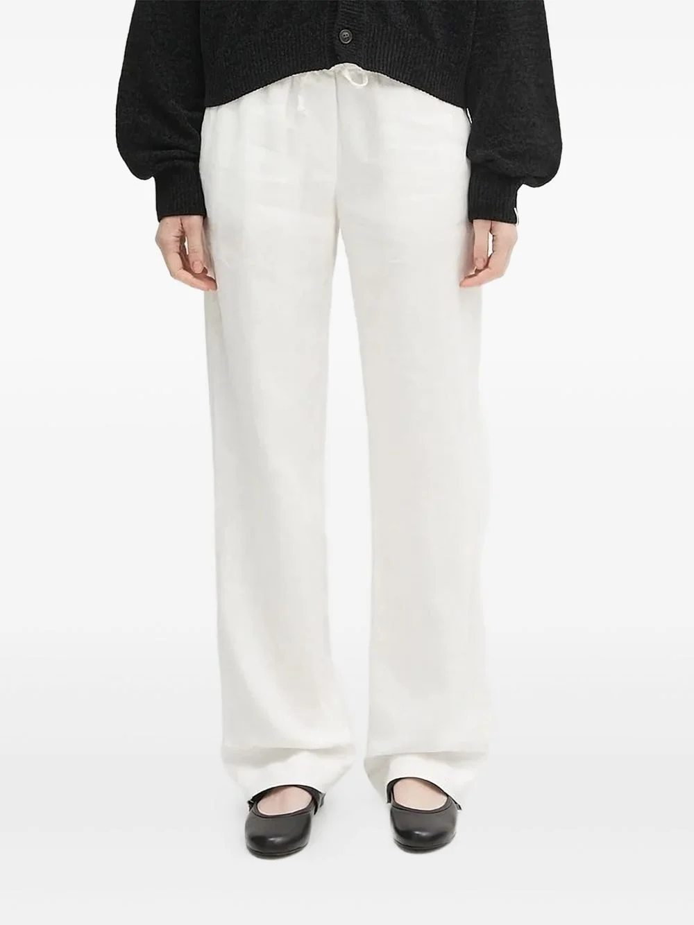 drawstring linen trousers - 1