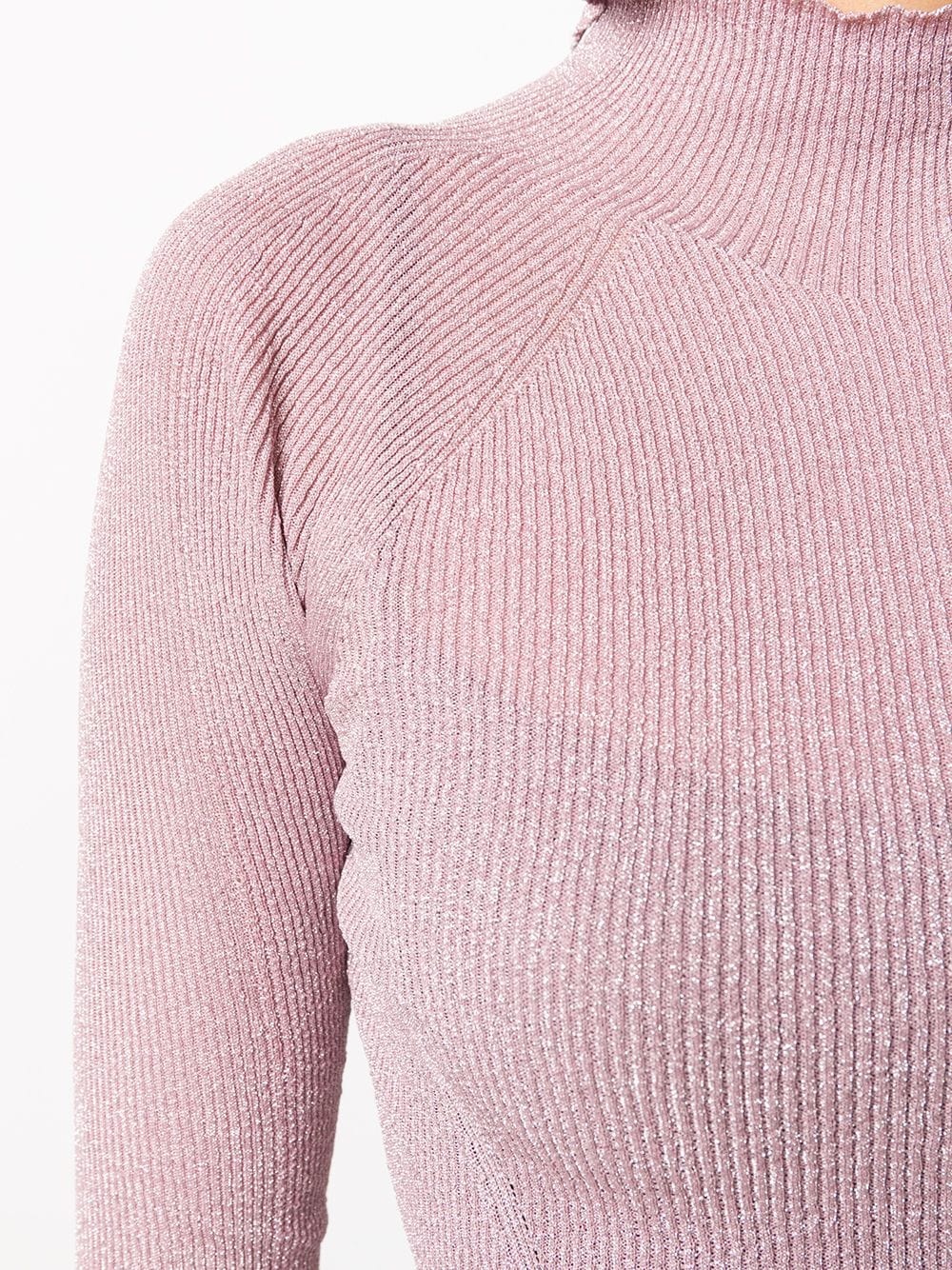 ribbed knit turtle-neck blouse - 5