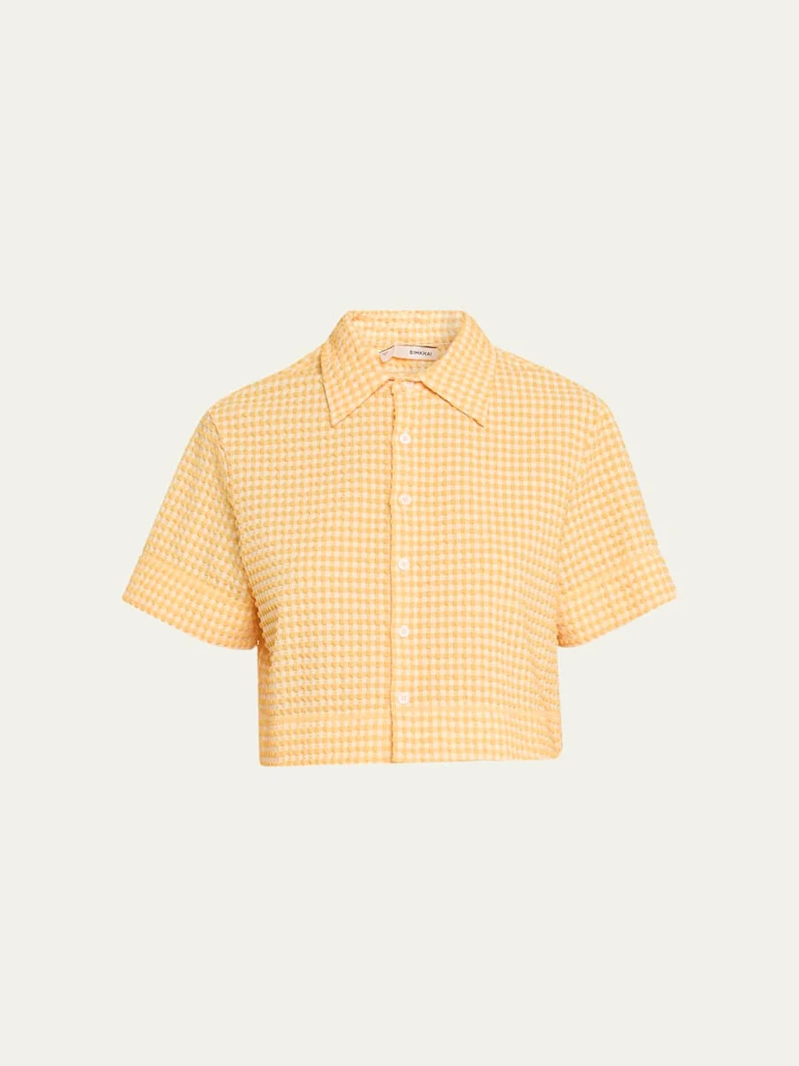 Reeves Textured Gingham Camp Shirt - 1