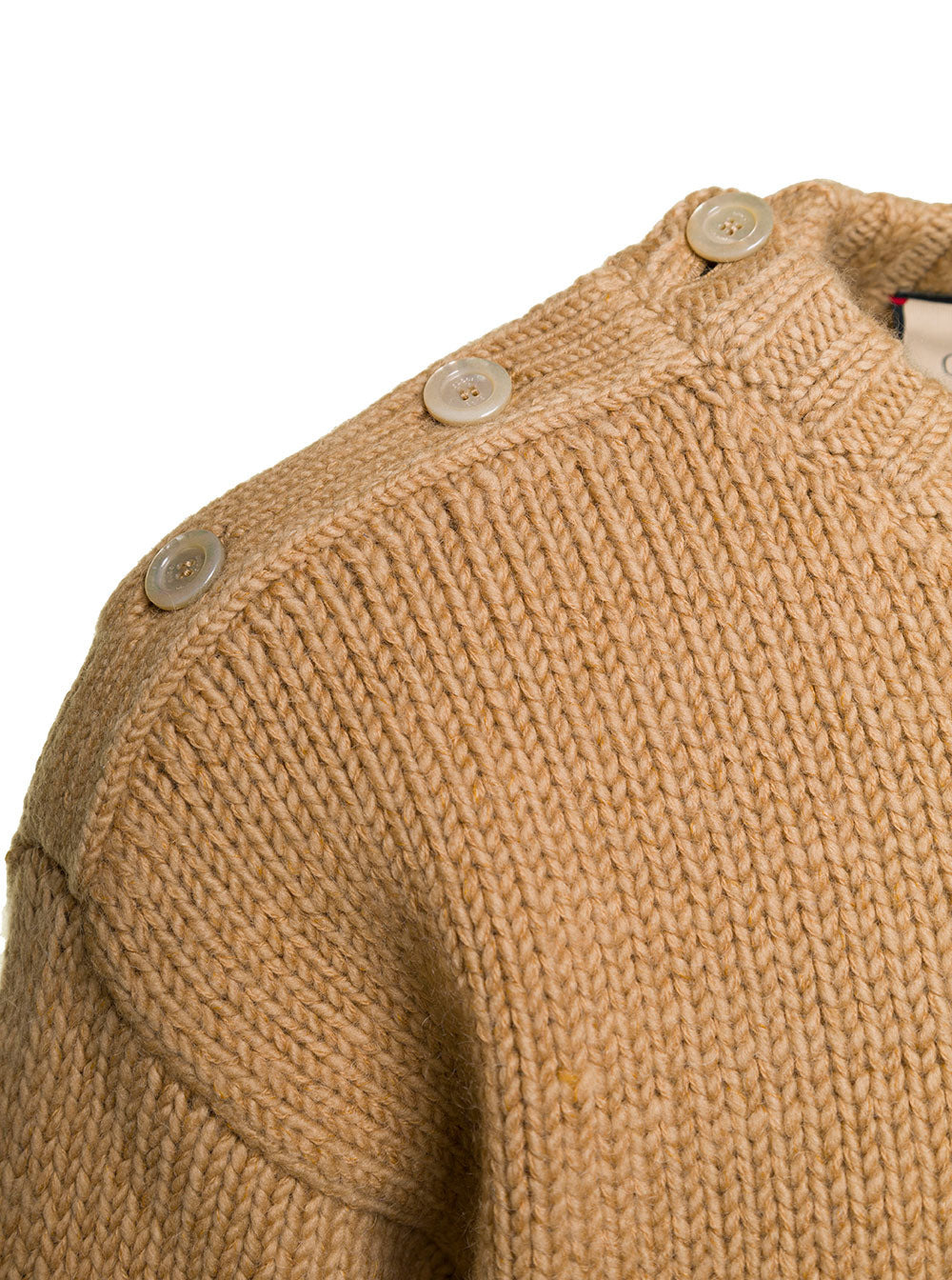 Gucci Men Camel Brown Crewneck Sweater With Web Intarsia In Wool And Mohair Man - 3