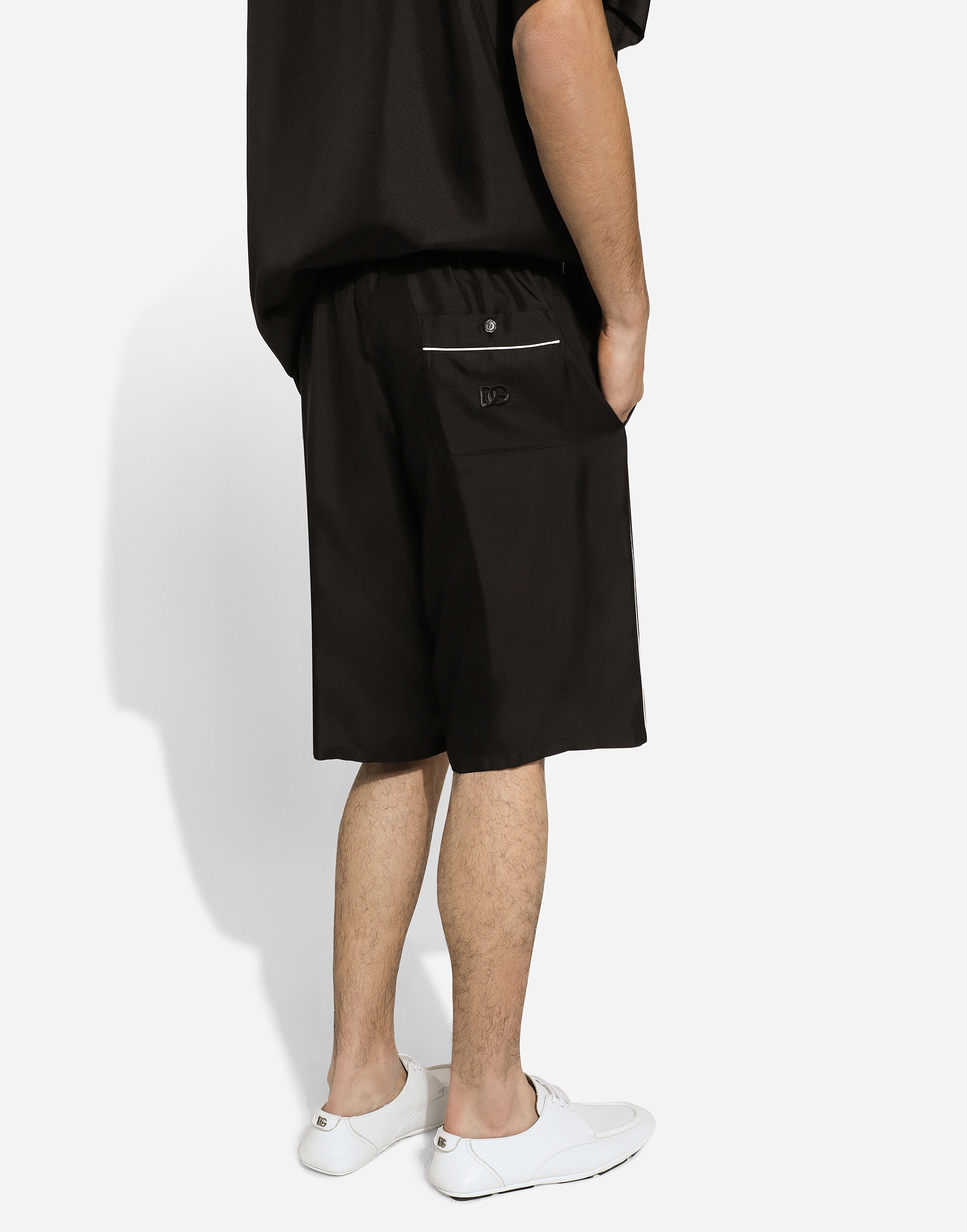 Embroidered silk jogging shorts - 4