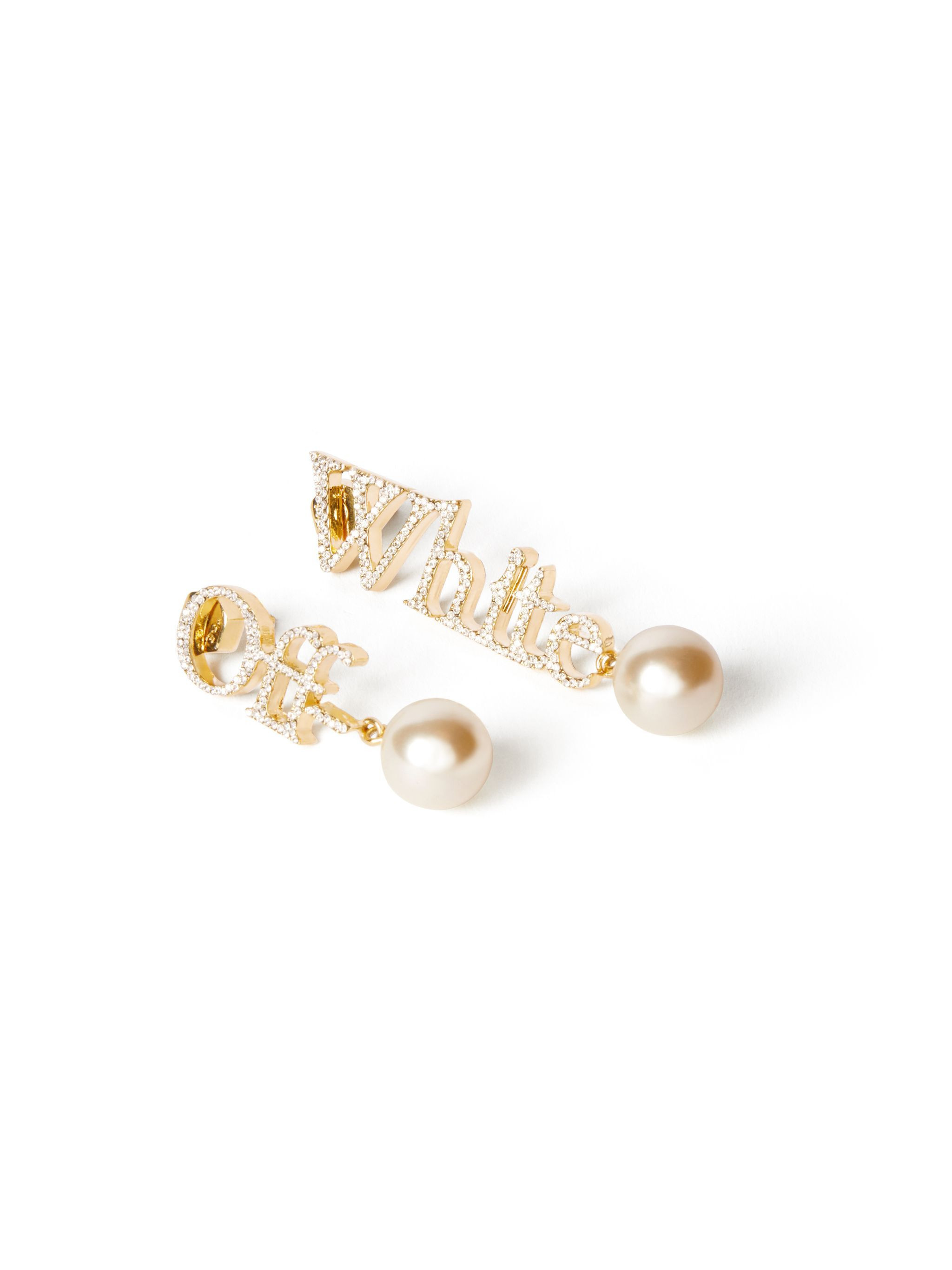 Strass + Pearl Logo Earrings - 3