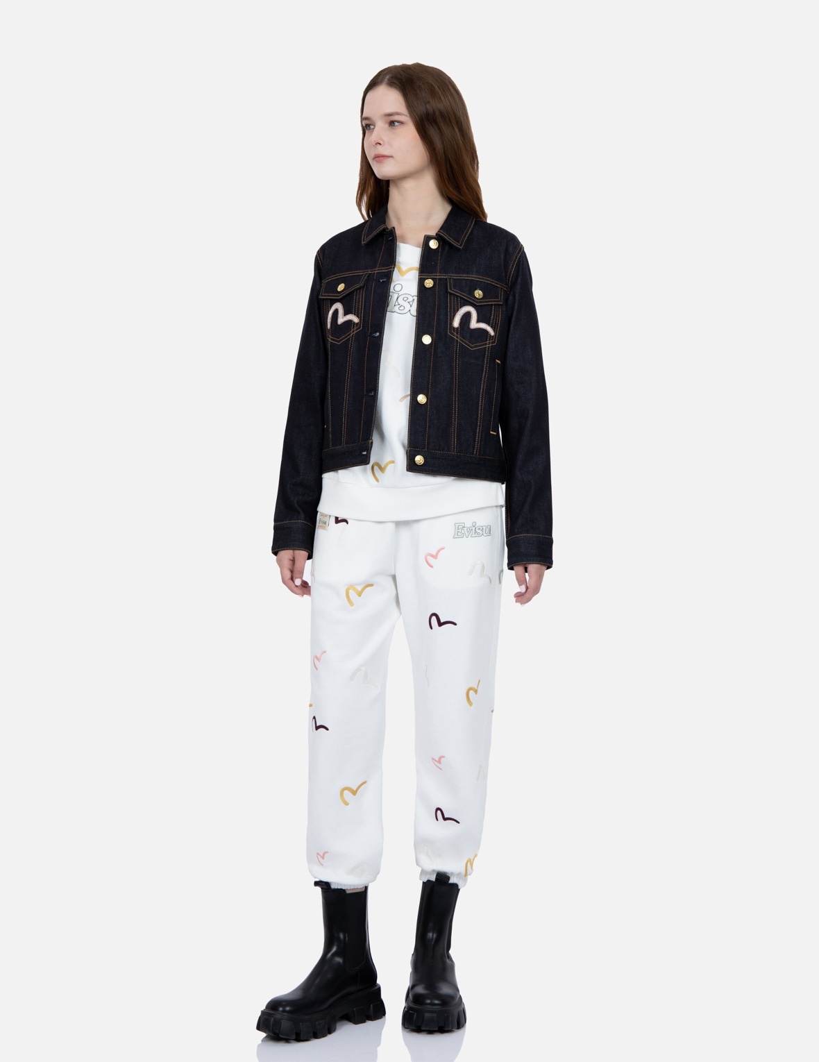 BROCADE SEAGULL AND DAICOCK APPLIQUÉ DENIM JACKET - 4