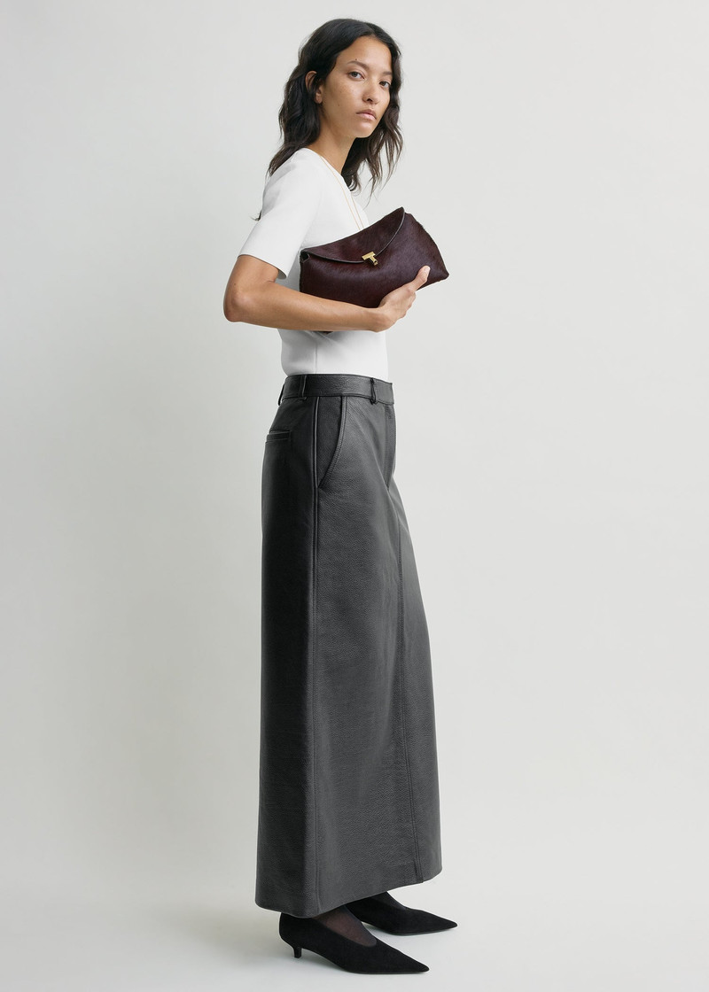 TOTEME T-lock pony hair clutch wine outlook