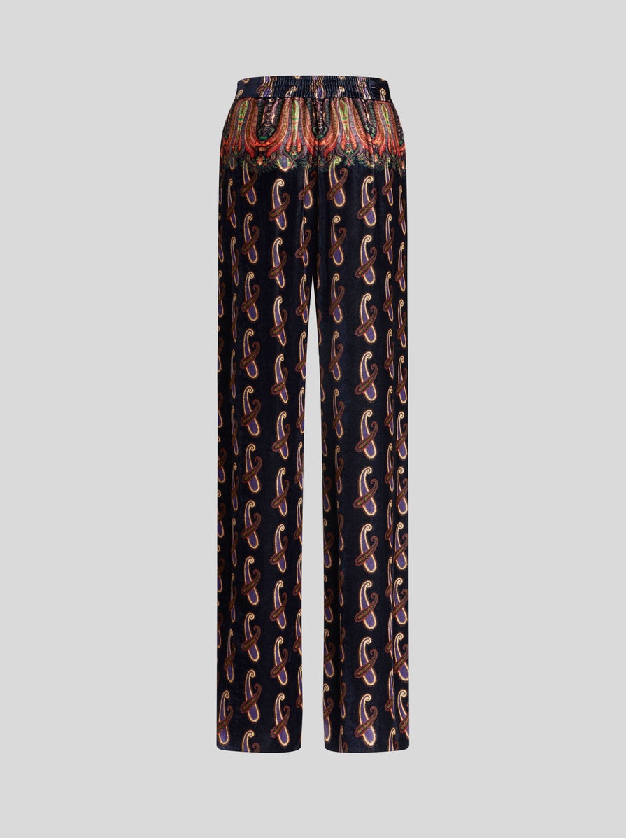 PAISLEY VELVET PALAZZO TROUSERS - 6