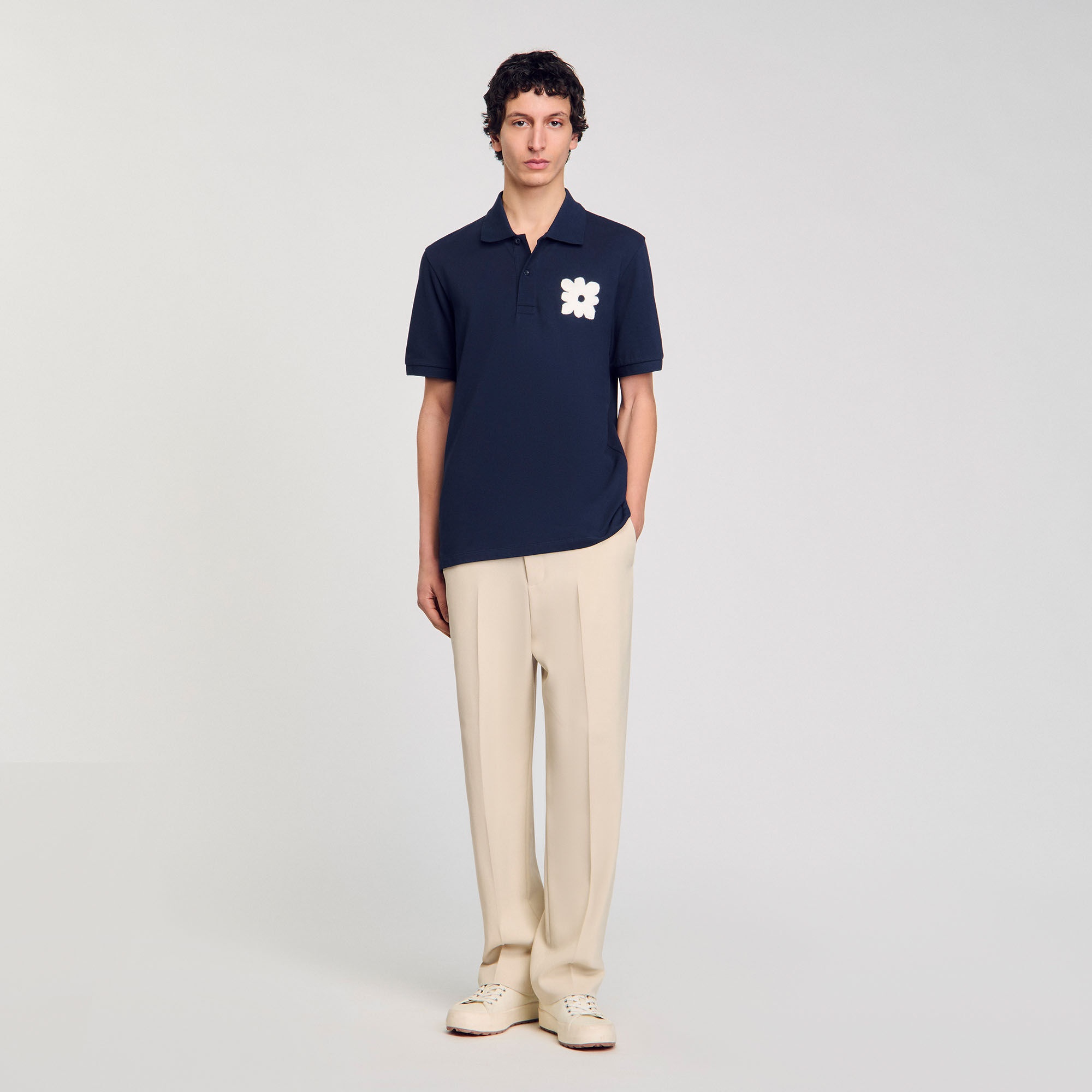 POLO SHIRT WITH FLOWER PATCH - 1