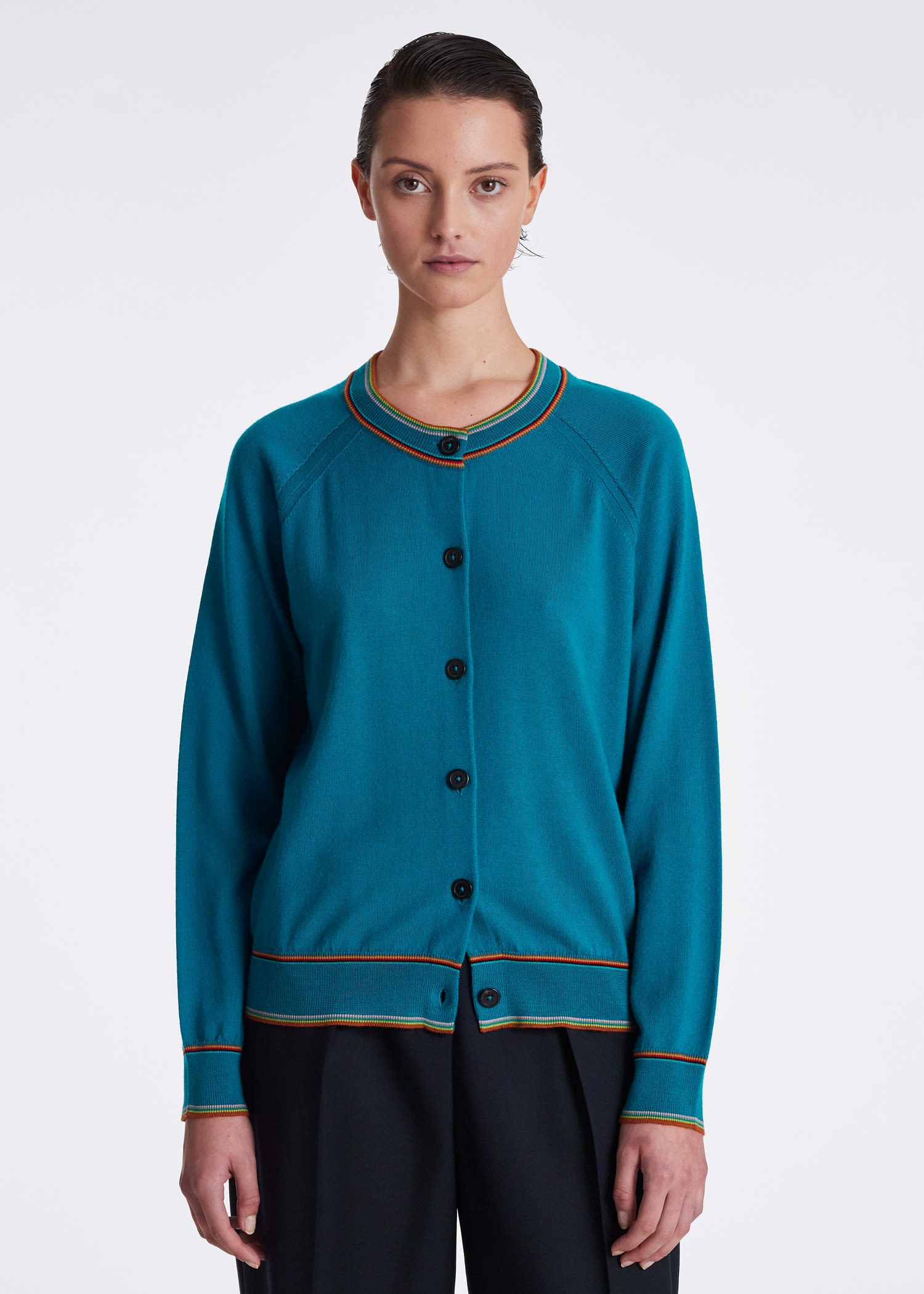 'Signature Stripe' Trim Cardigan - 4