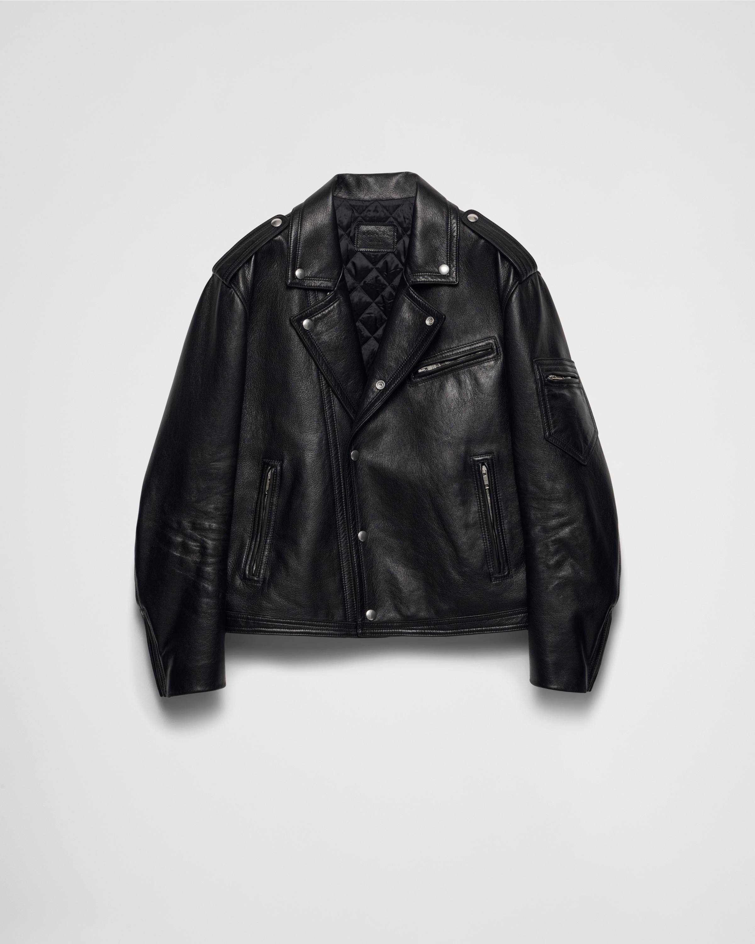 Leather biker jacket - 1