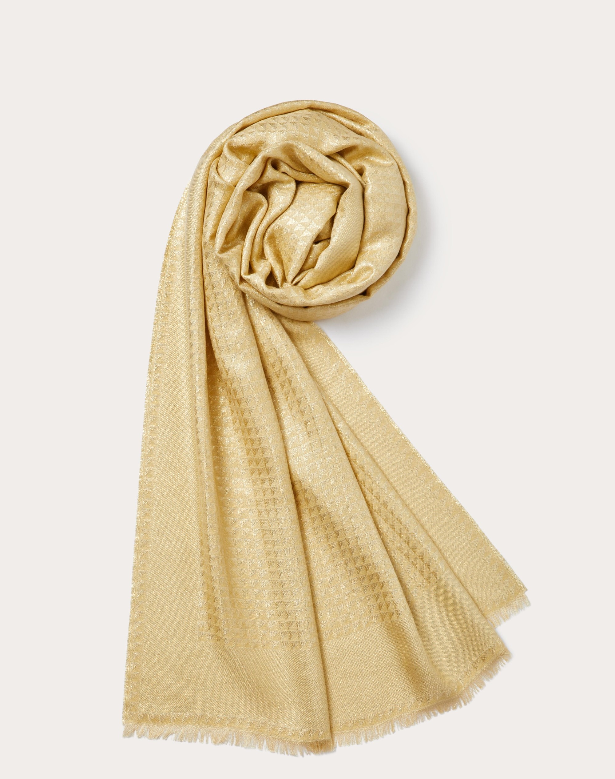 MAXI STUD LUREX JACQUARD STOLE IN SILK AND CASHMERE 75X200 CM - 1