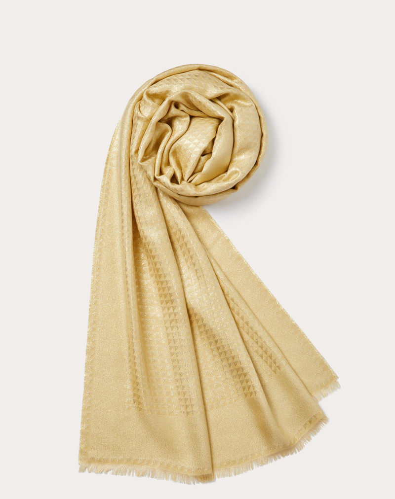 MAXI STUD LUREX JACQUARD STOLE IN SILK AND CASHMERE 75X200 CM 1