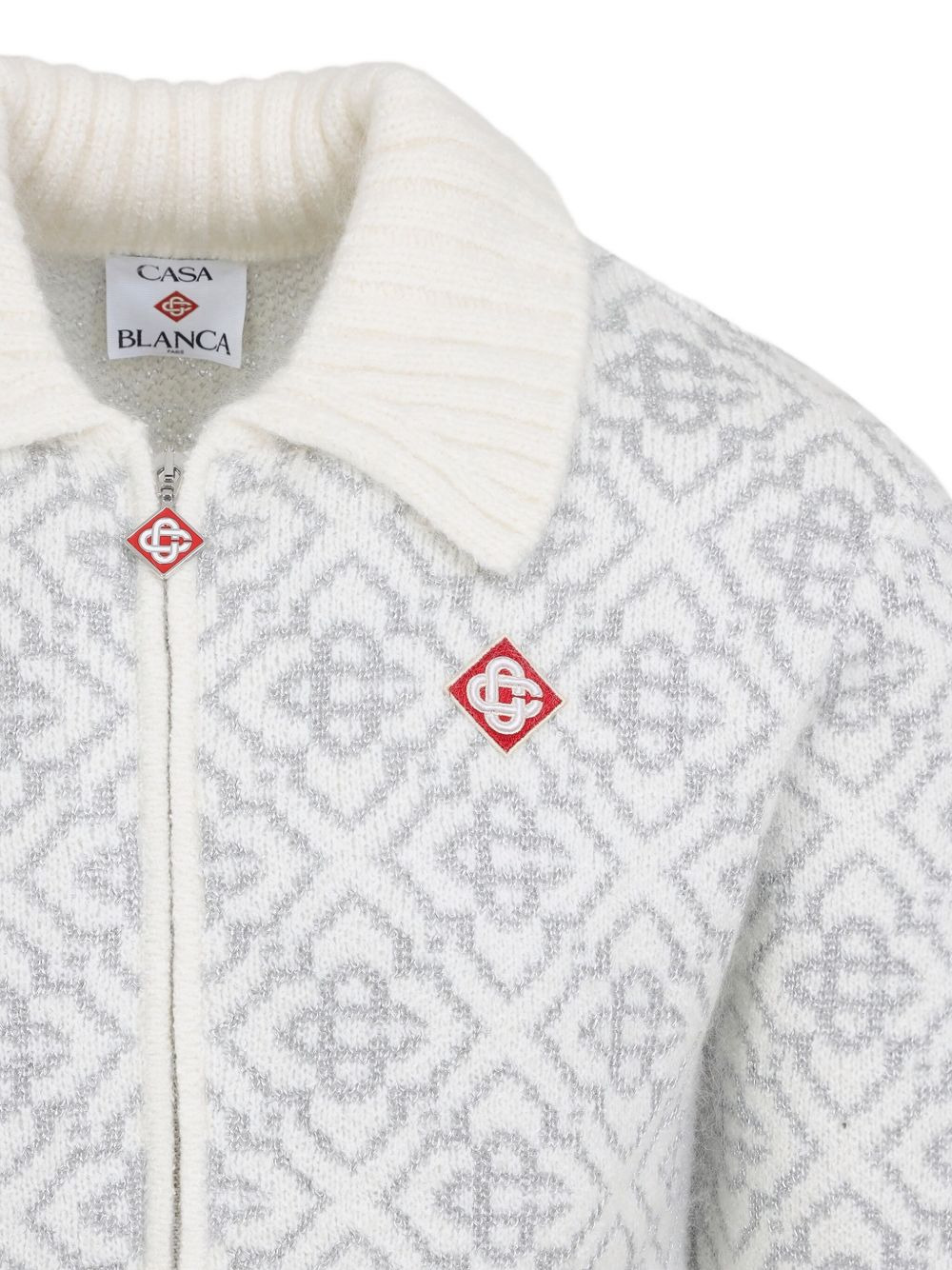 logo-pattern zip-fastening cardigan - 4