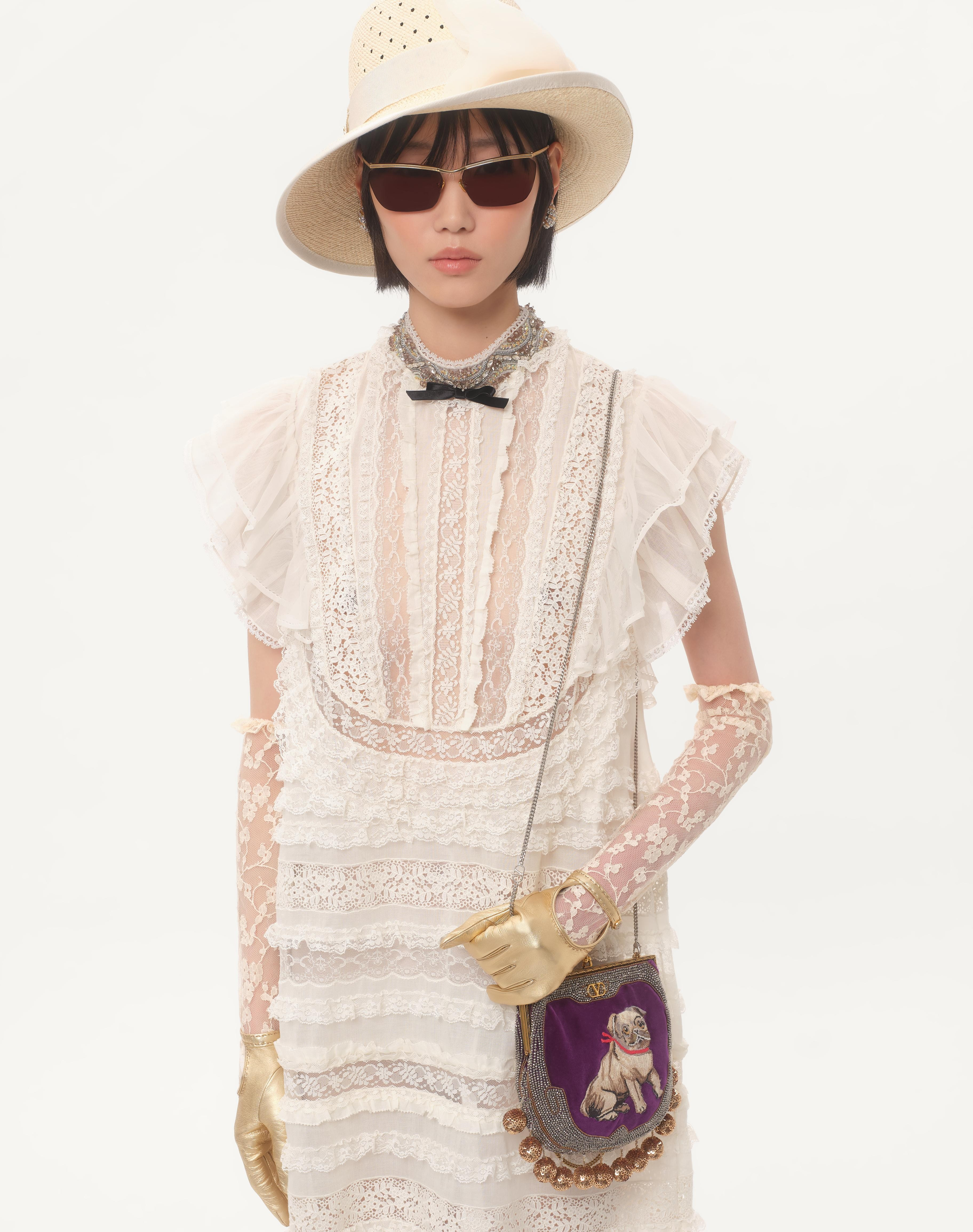 SHORT DRESS IN EMBROIDERED LIGHT LINEN - 3