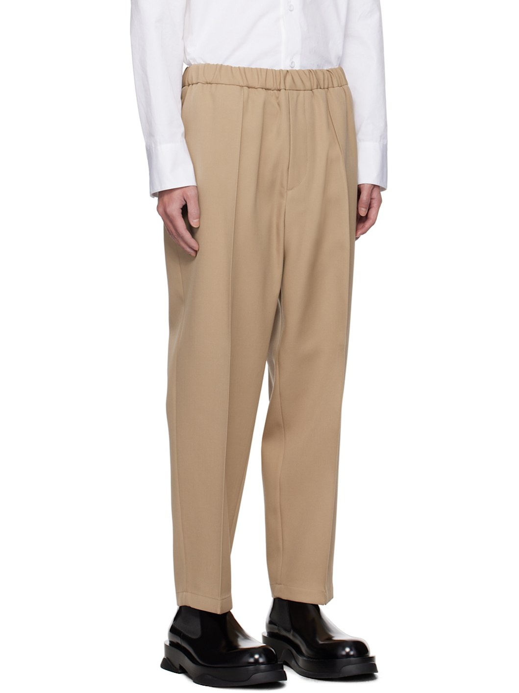 Beige Tapered Trousers - 2
