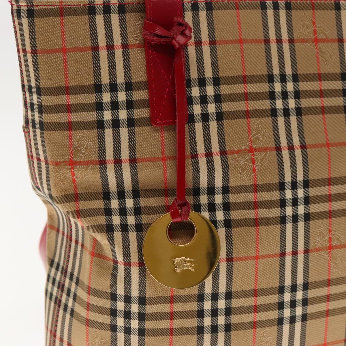 Burberry Nova Check Shoulder Bag Canvas Leather Beige Red Silver - 15