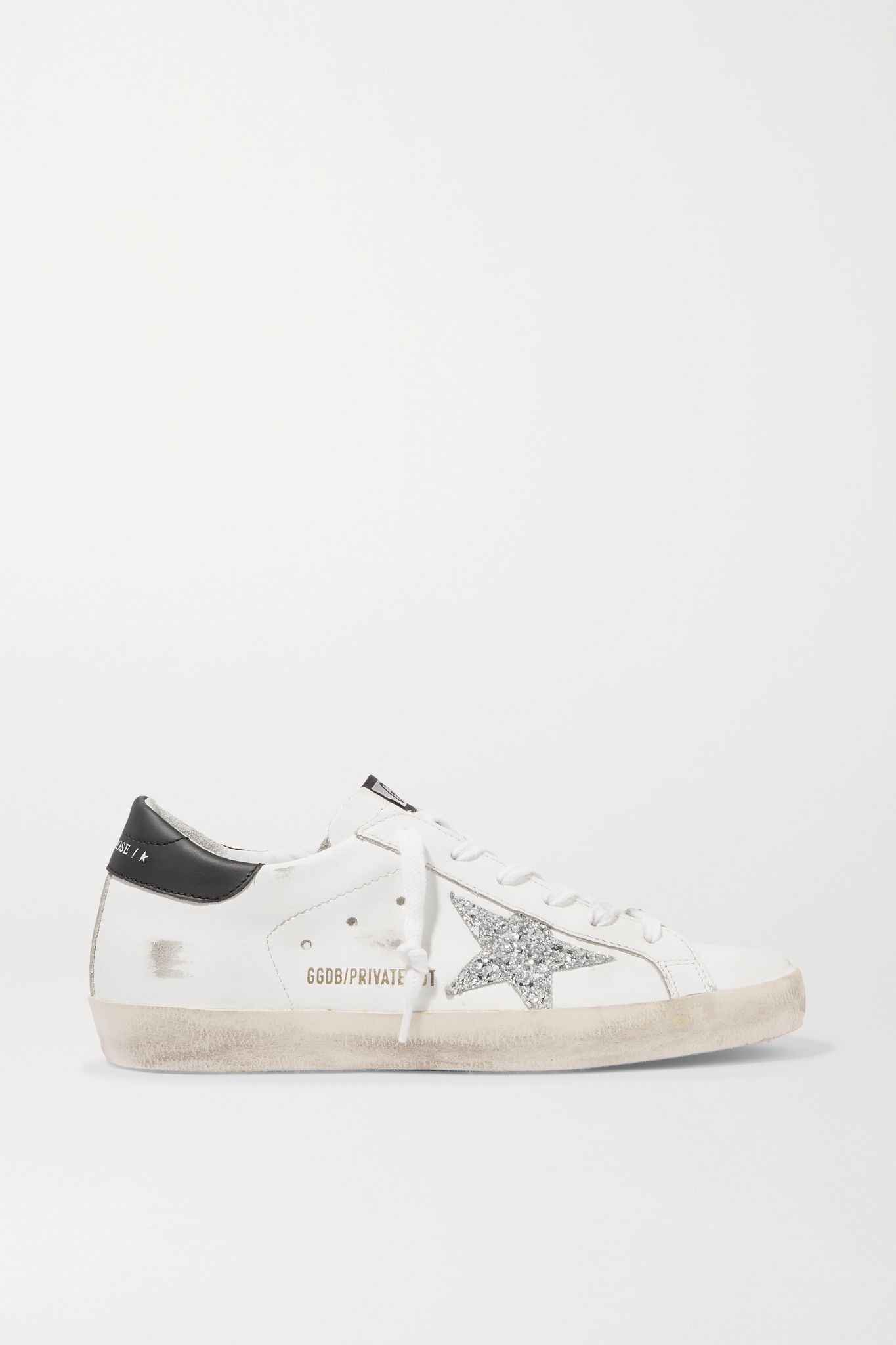 Superstar distressed glittered leather sneakers - 1