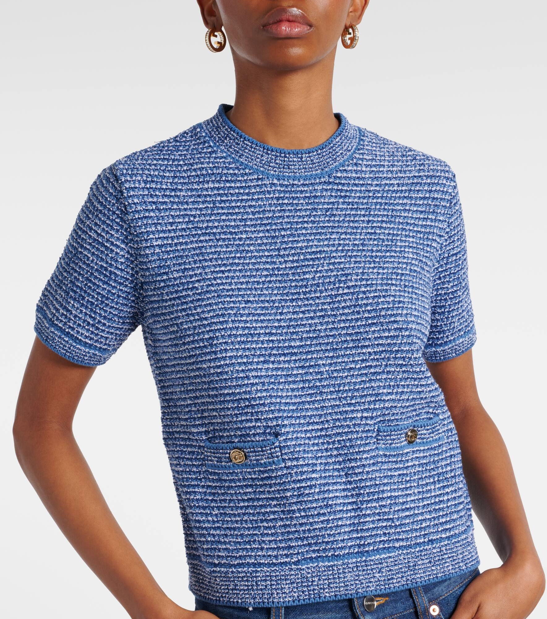 Double G knitted cotton-blend top - 5