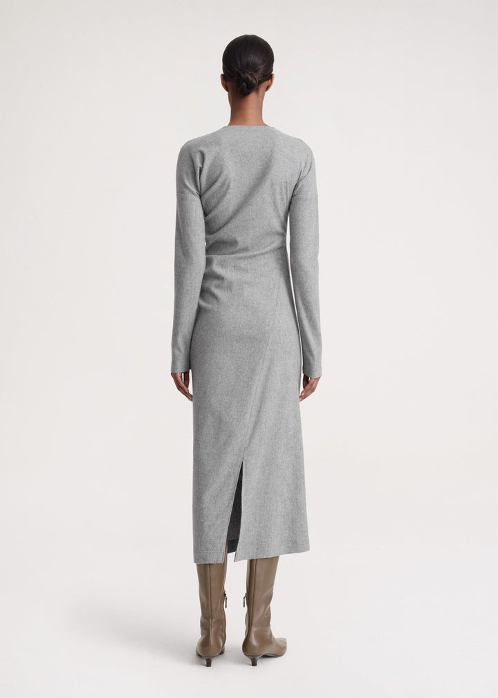 Twisted flannel dress light grey melange - 4