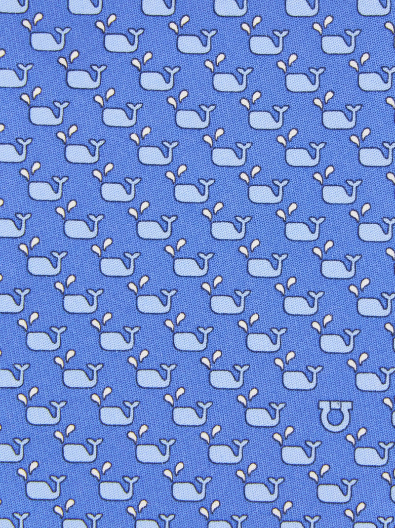 FERRAGAMO Whale print silk tie outlook