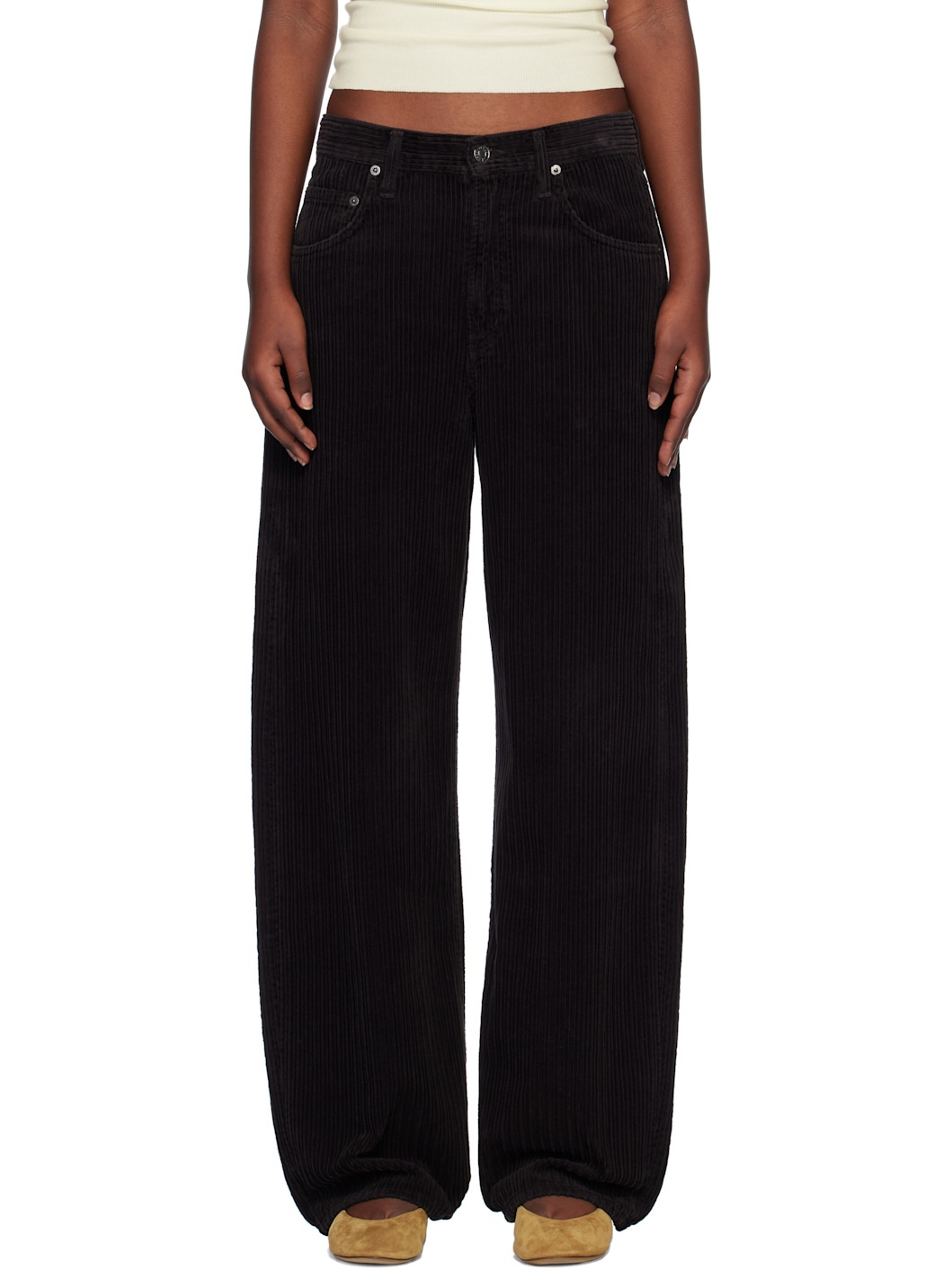 Black Low Curve Trousers - 1