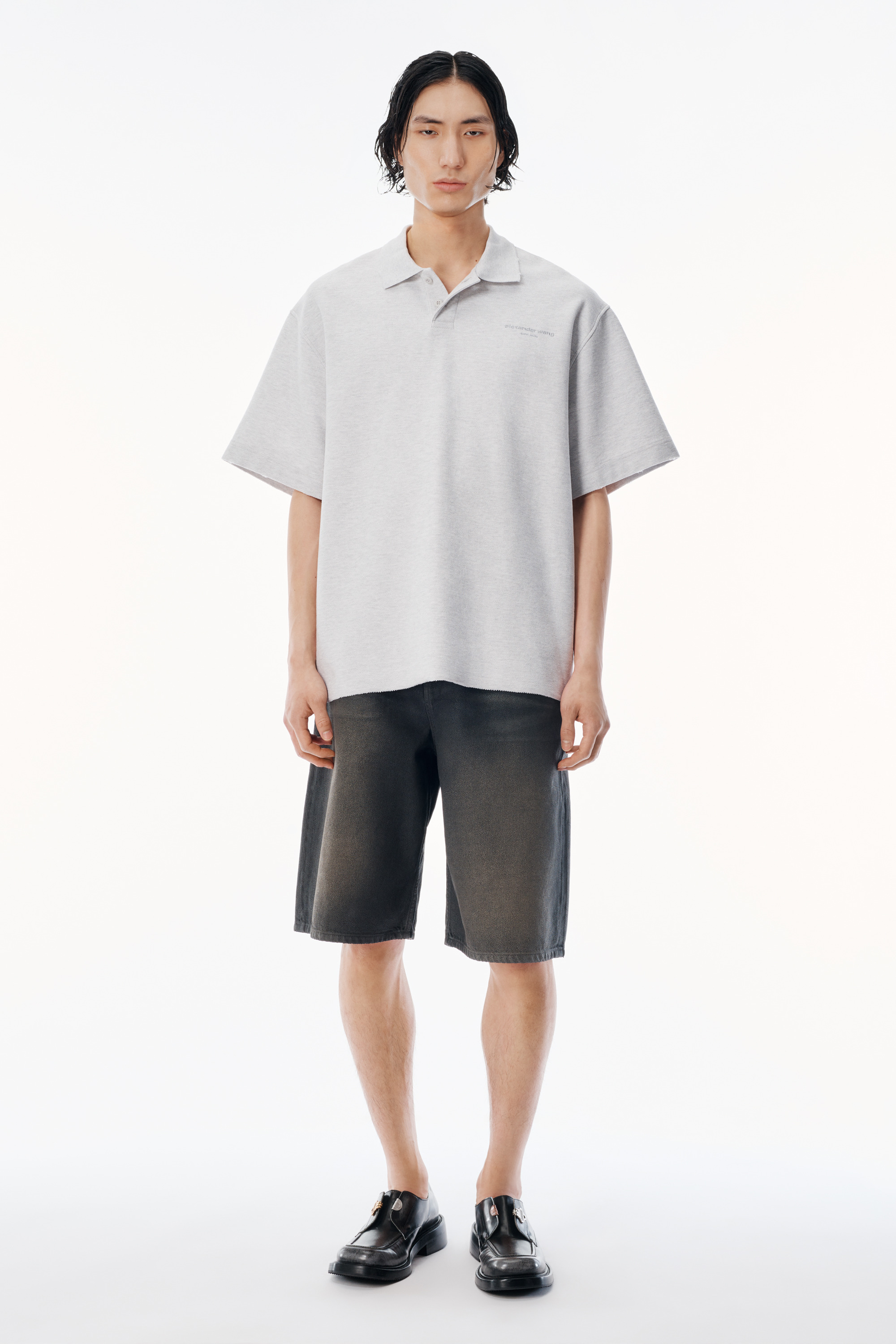 light grey striped Pique Polo - 5